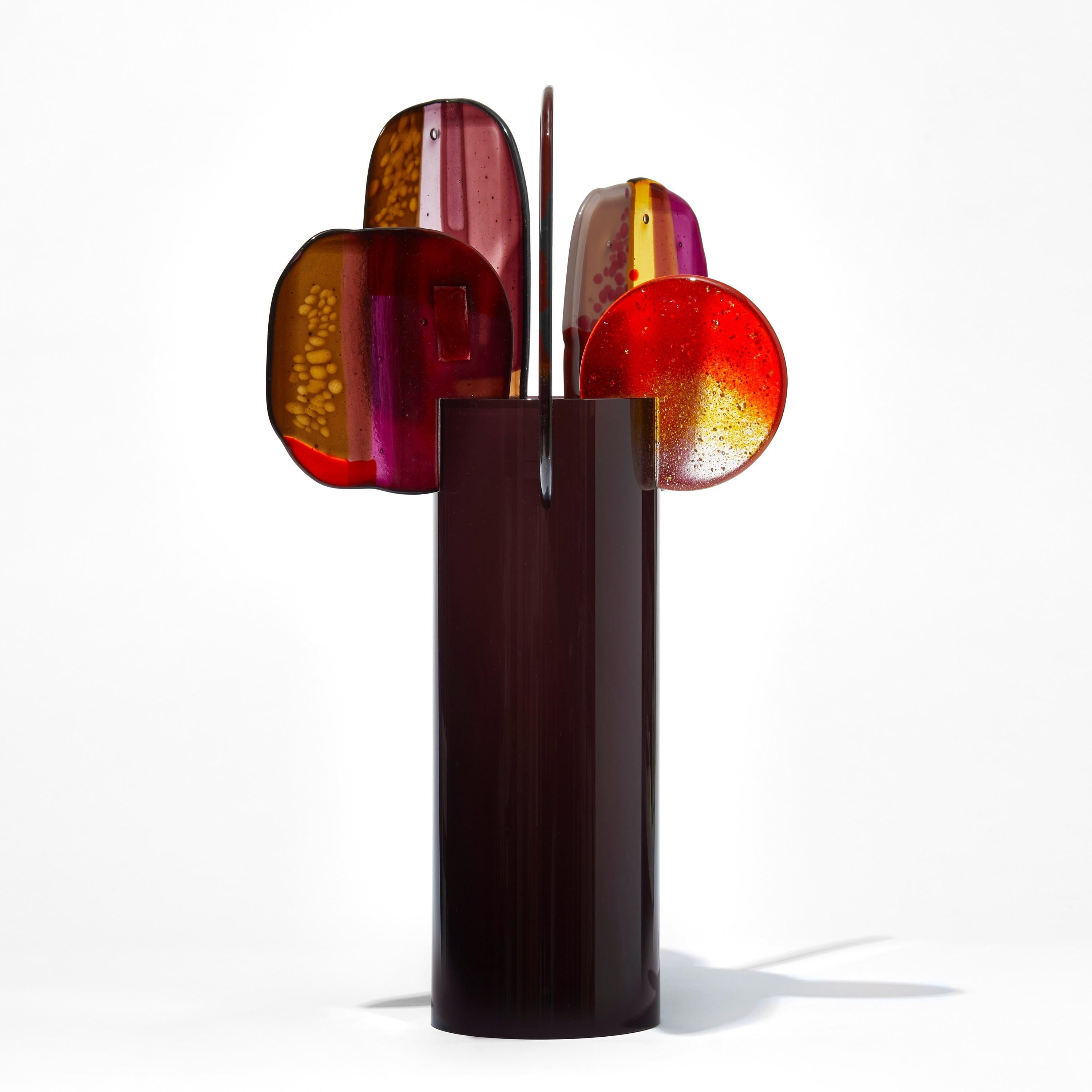 Hand-Crafted Paradise 10 Arabica, a plum, red, pink & gold glass sculpture by Amy Cushing For Sale