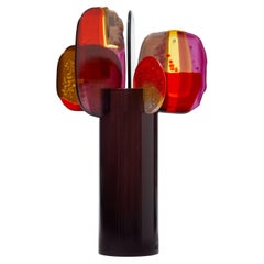Paradise 10 Arabica, escultura de vidrio ciruela, rojo, rosa y dorado de Amy Cushing