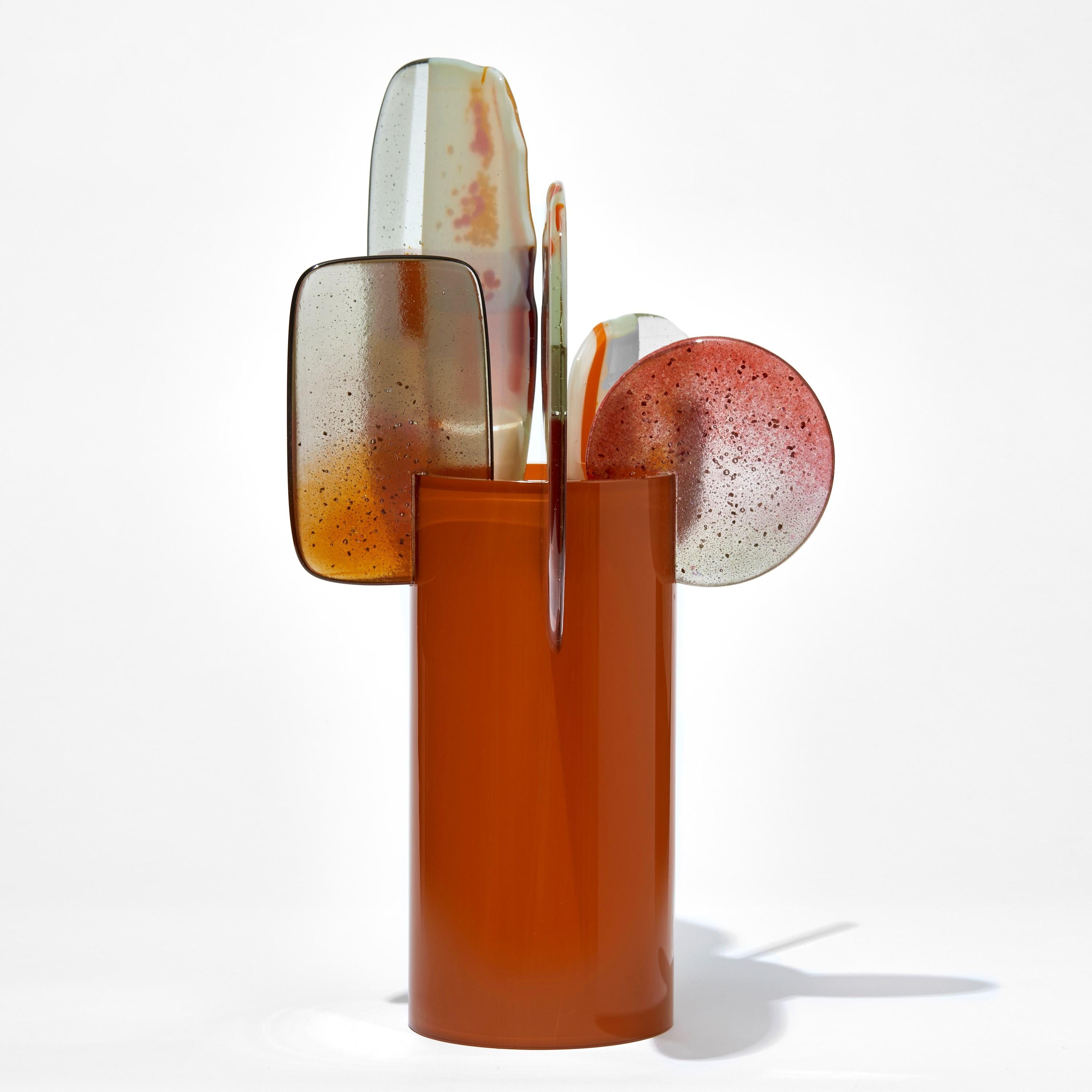 Paradise 10 Canna, escultura de vidrio rosa, rojo, naranja y blanco de Amy Cushing Moderno orgánico en venta