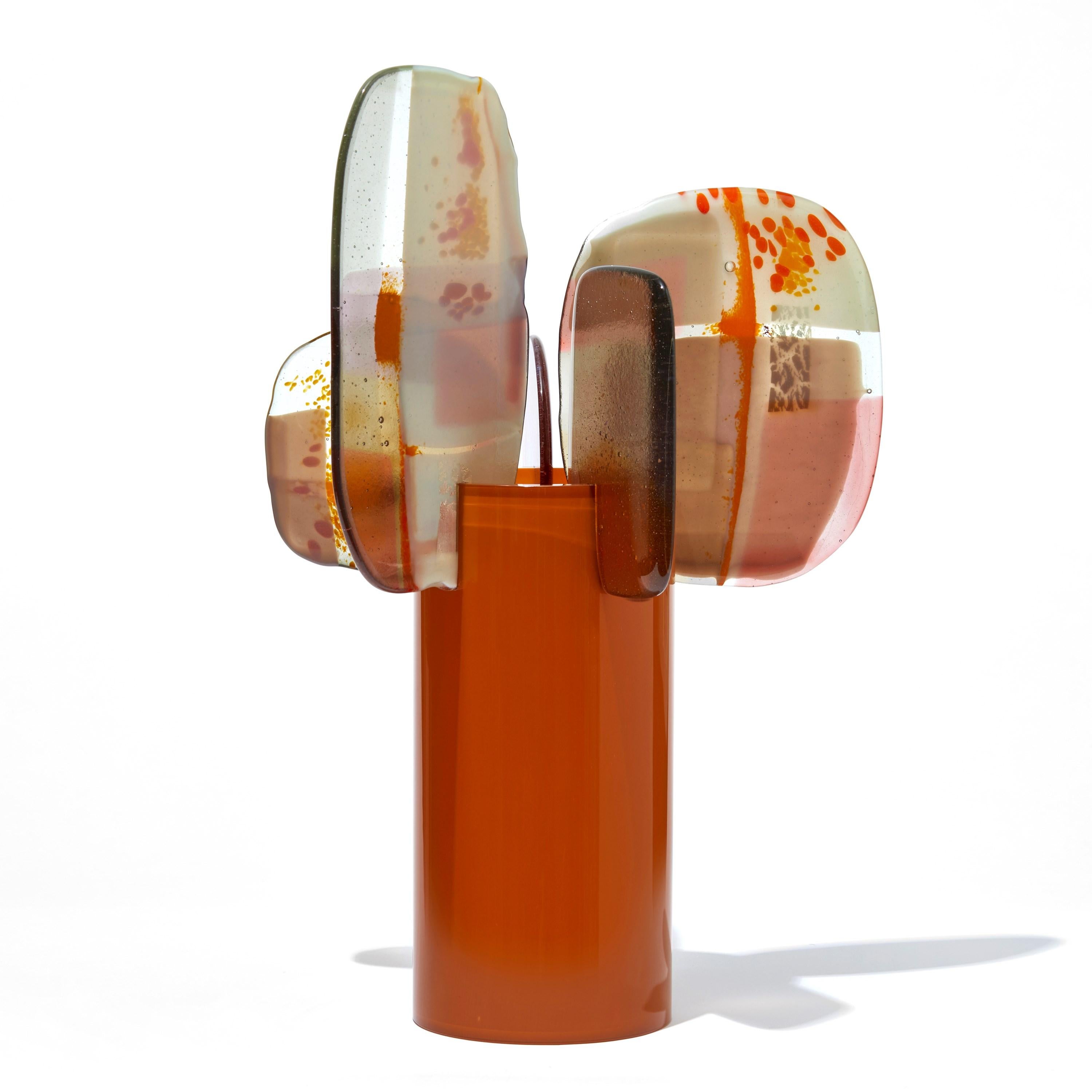 Paradise 10 Canna, escultura de vidrio rosa, rojo, naranja y blanco de Amy Cushing Hecho a mano en venta
