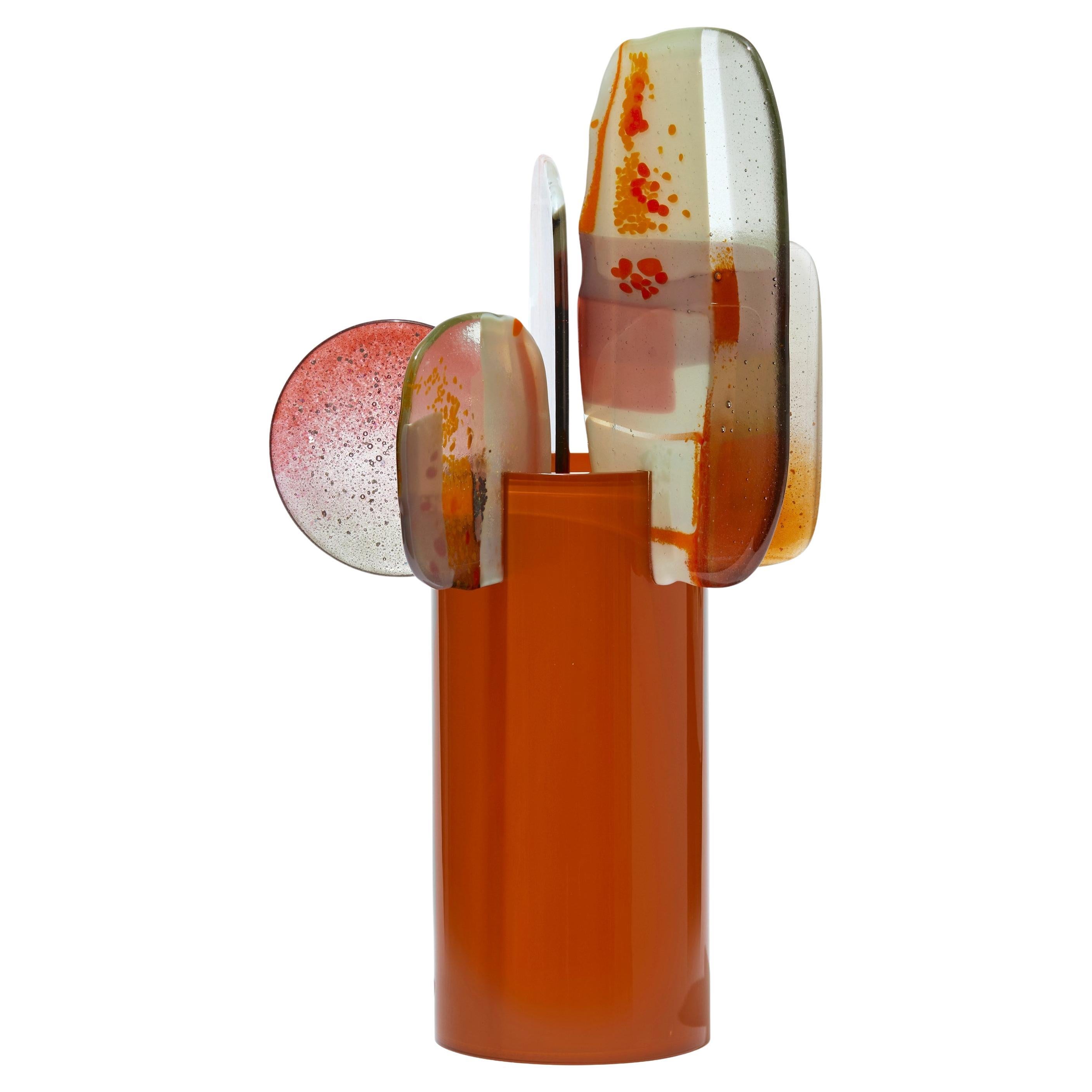 Paradise 10 Canna, escultura de vidrio rosa, rojo, naranja y blanco de Amy Cushing en venta