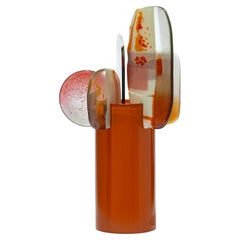 Paradise 10 Canna, a pink, red, orange & white glass sculpture by Amy Cushing