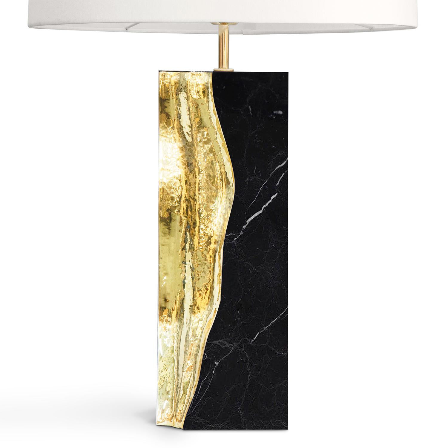 Polished Paradise Black Marble Table Lamp For Sale