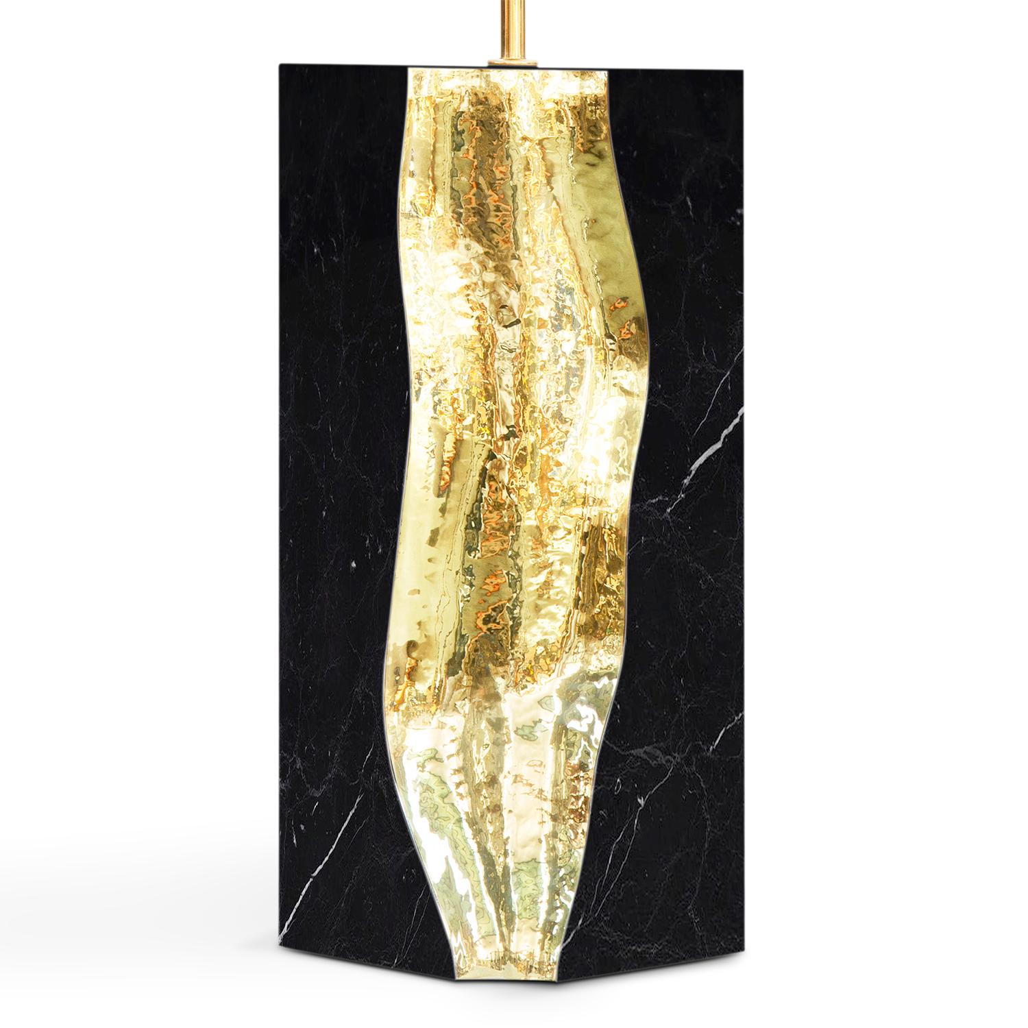 Brass Paradise Black Marble Table Lamp For Sale