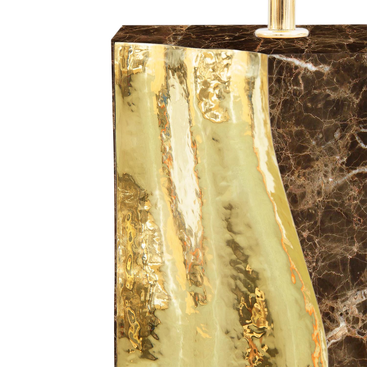 Brass Paradise Brown Marble Table Lamp For Sale