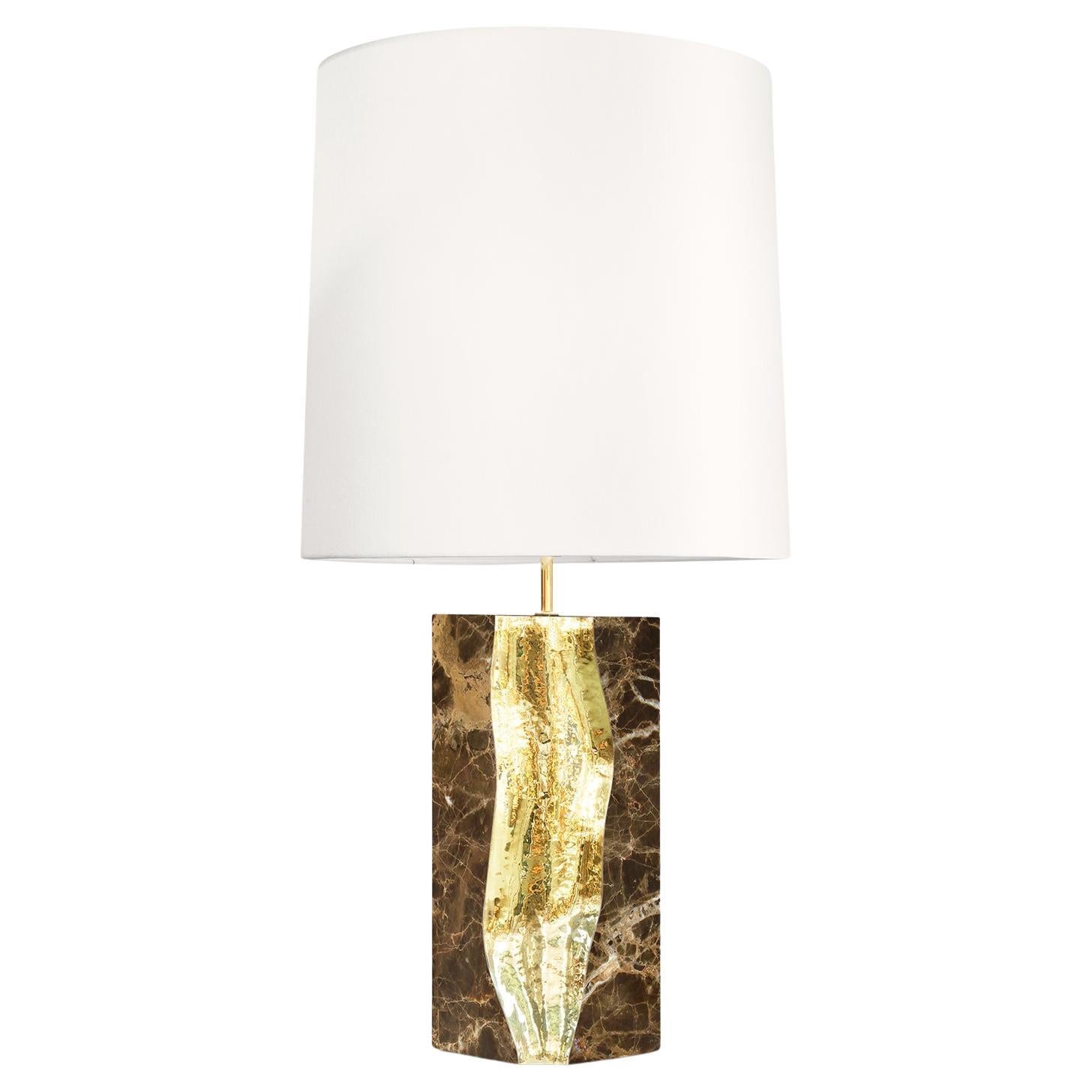 Paradise Brown Marble Table Lamp For Sale
