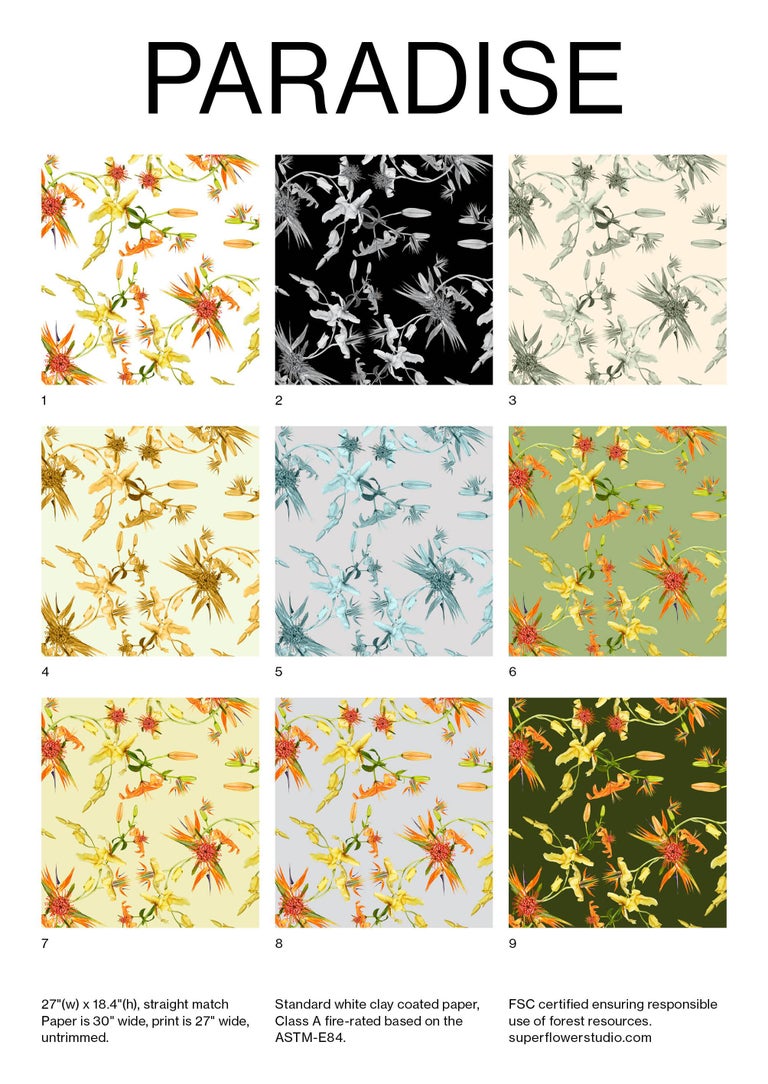 Paradise Floral Wallpaper For Sale at 1stDibs