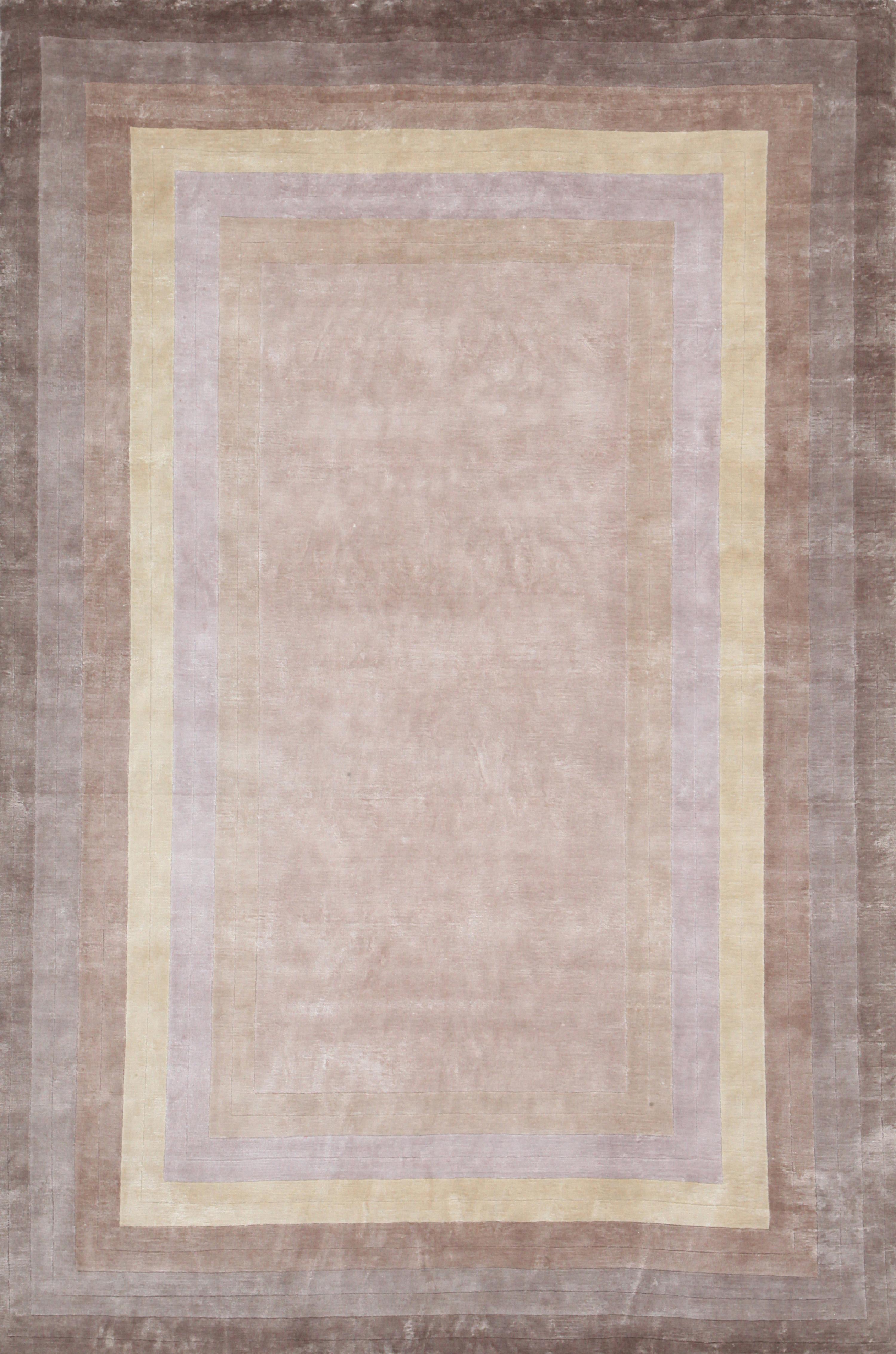 Modern PARADISE Hand Knotted Contemporary Rug in Grey, Beige & Choco Colours by Hands For Sale