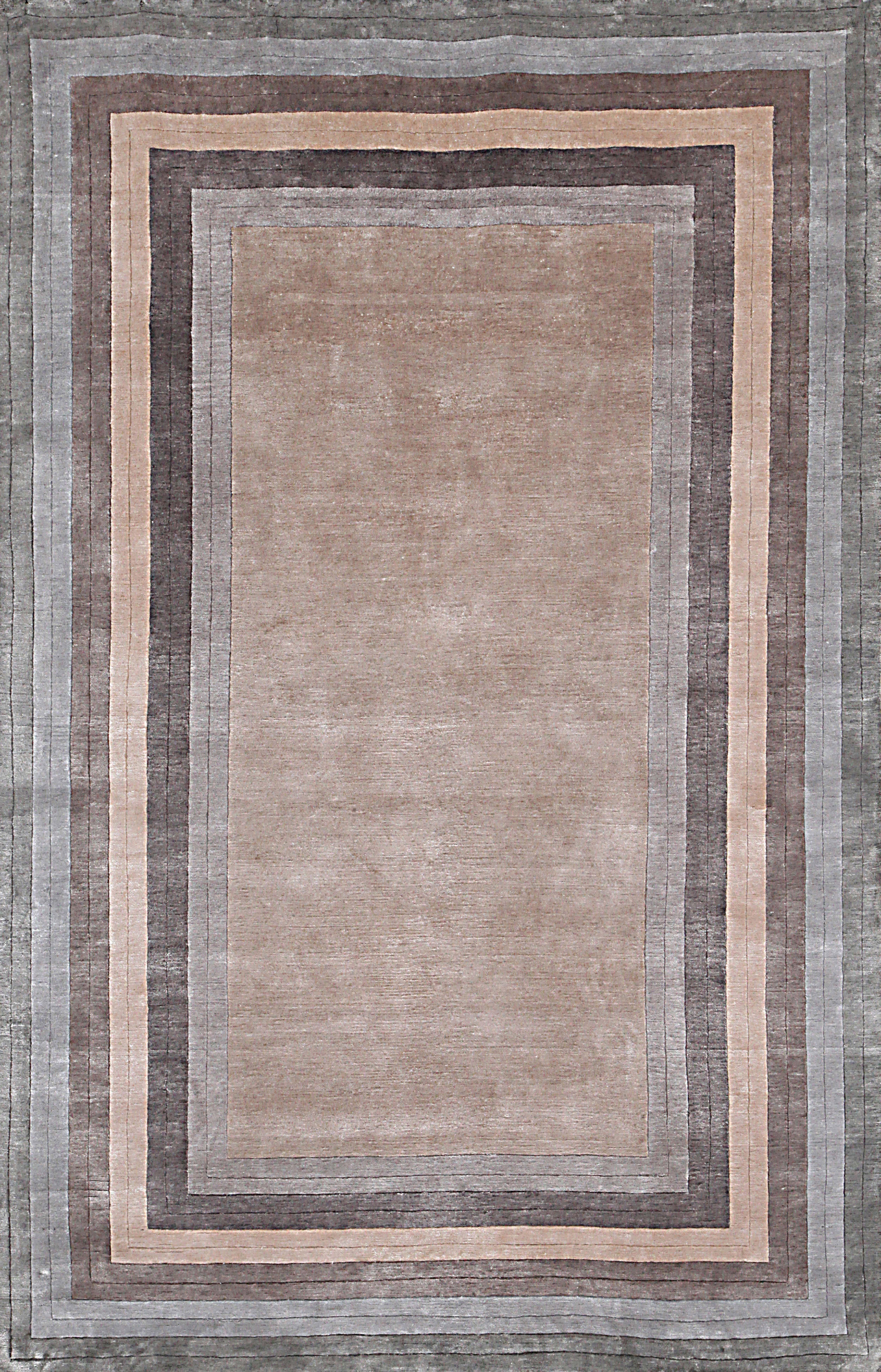 Indian PARADISE Hand Knotted Contemporary Rug in Grey, Beige & Choco Colours by Hands For Sale