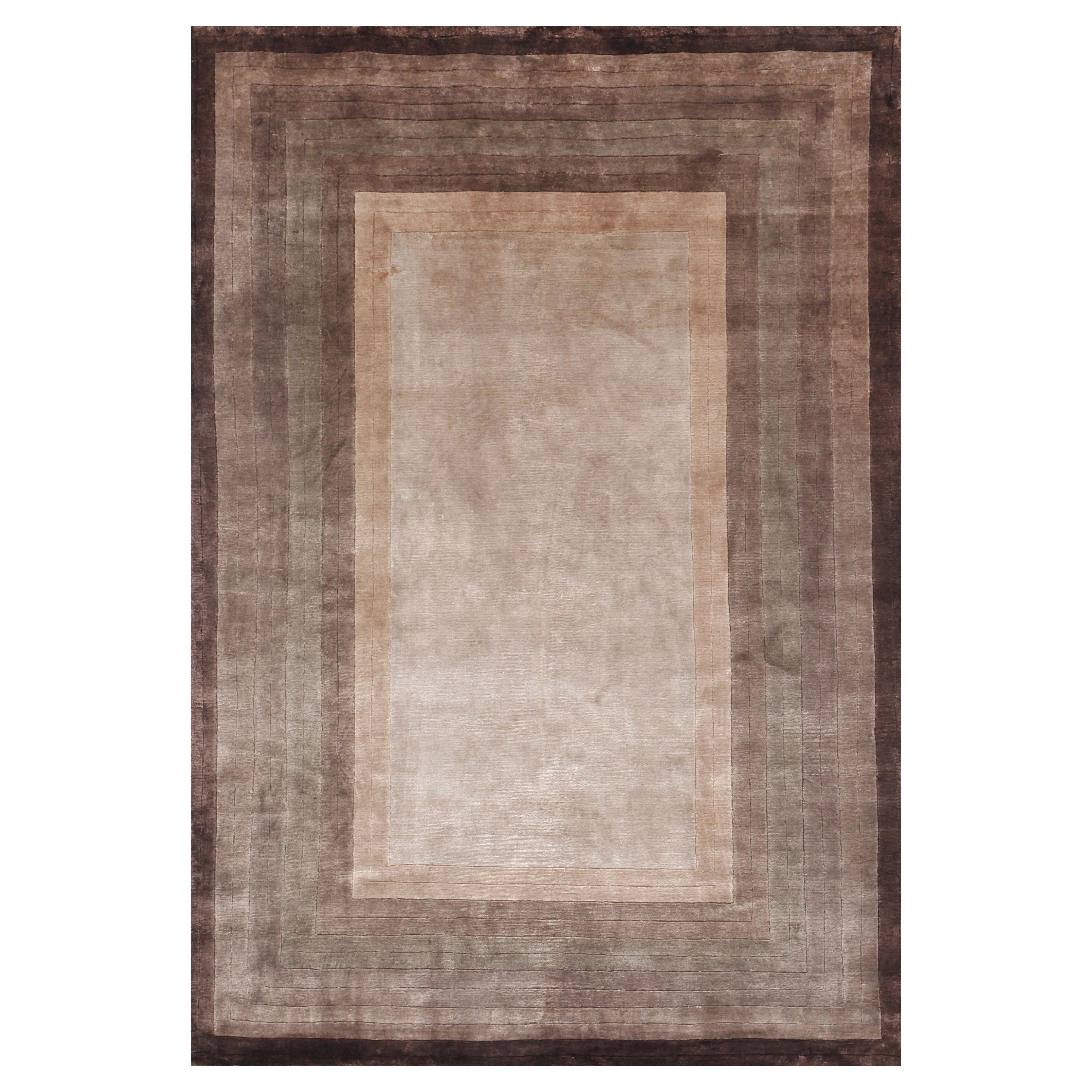 Tapis contemporain PARADISE noué à la main en gris, beige et choco par Hands