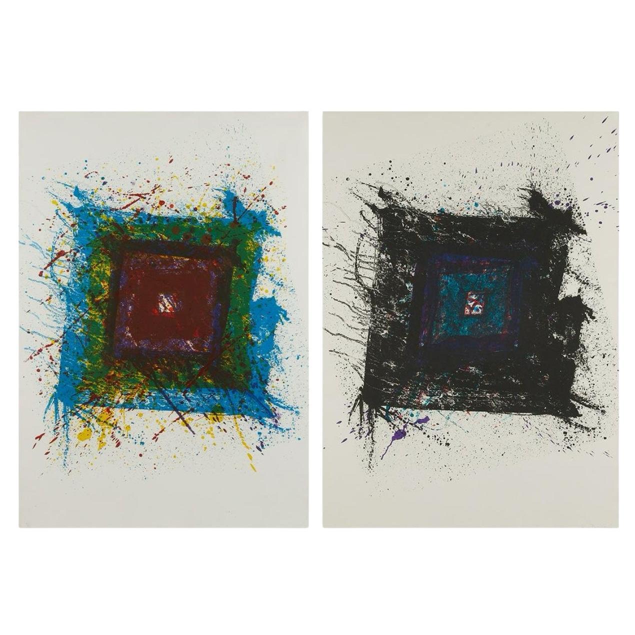 “Paradise of Ash” Sam Francis (American 1923-1994) Framed Diptych For Sale