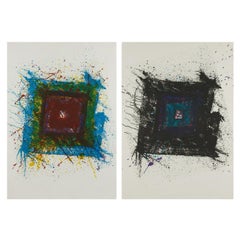 Retro “Paradise of Ash” Sam Francis (American 1923-1994) Framed Diptych