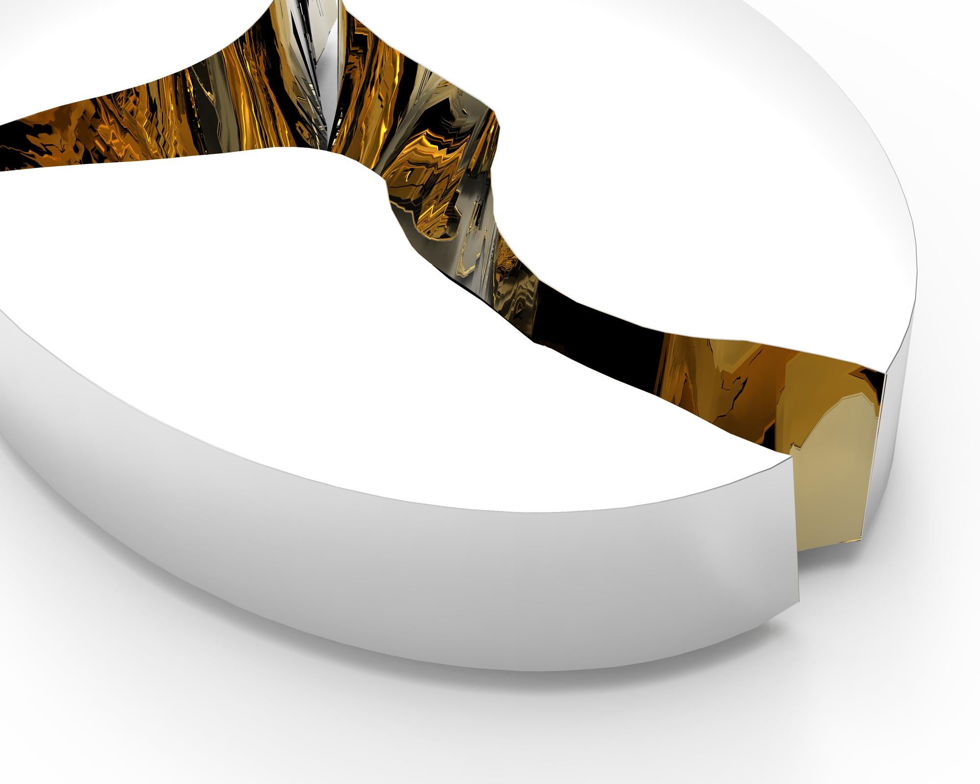Fait main Table basse ovale Paradise en acier inoxydable poli en vente