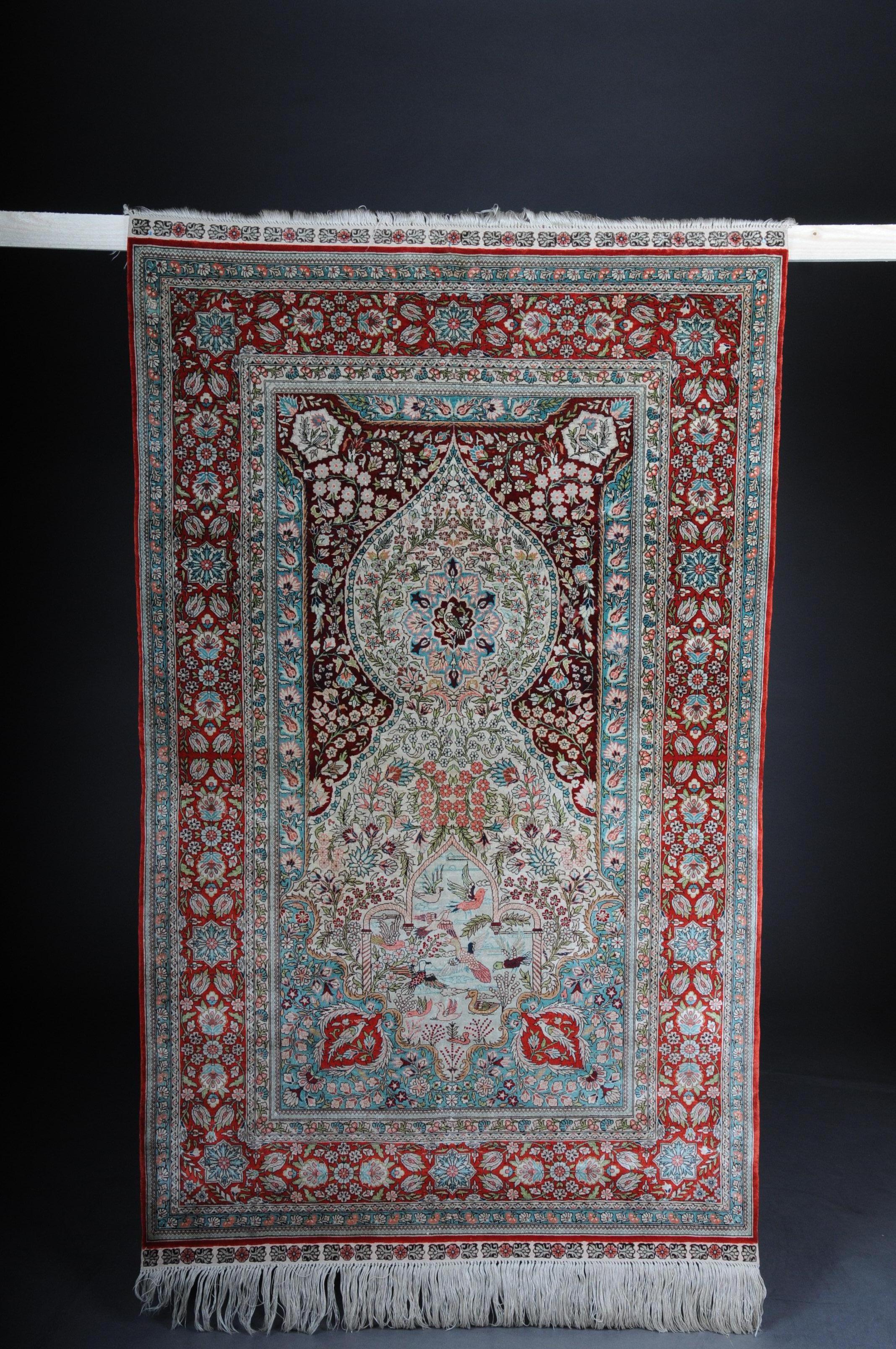 Unknown Paradise Prayer Rug, Silk, End of the 20th Century For Sale