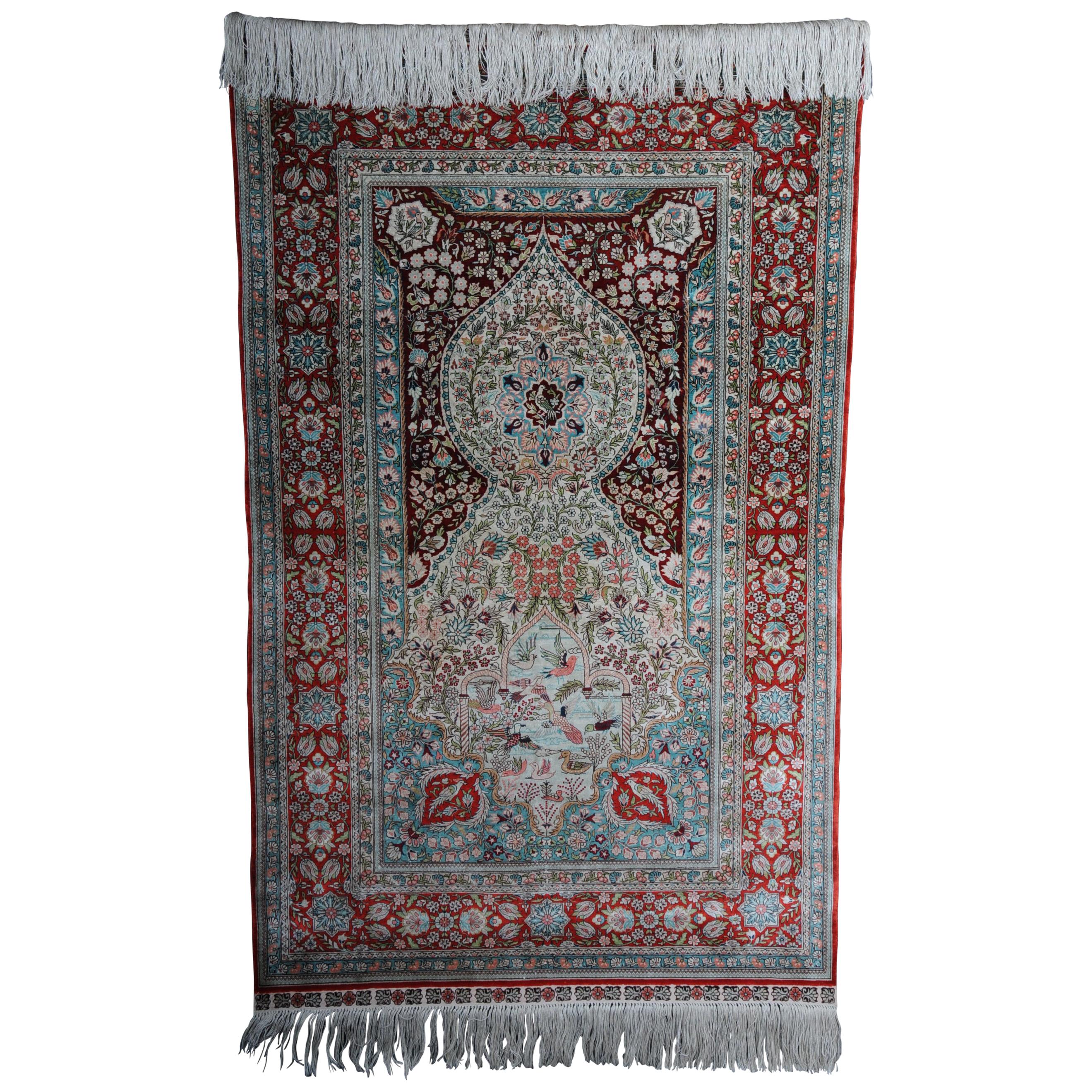 Paradise Prayer Rug, Silk, End of the 20th Century For Sale at 1stDibs