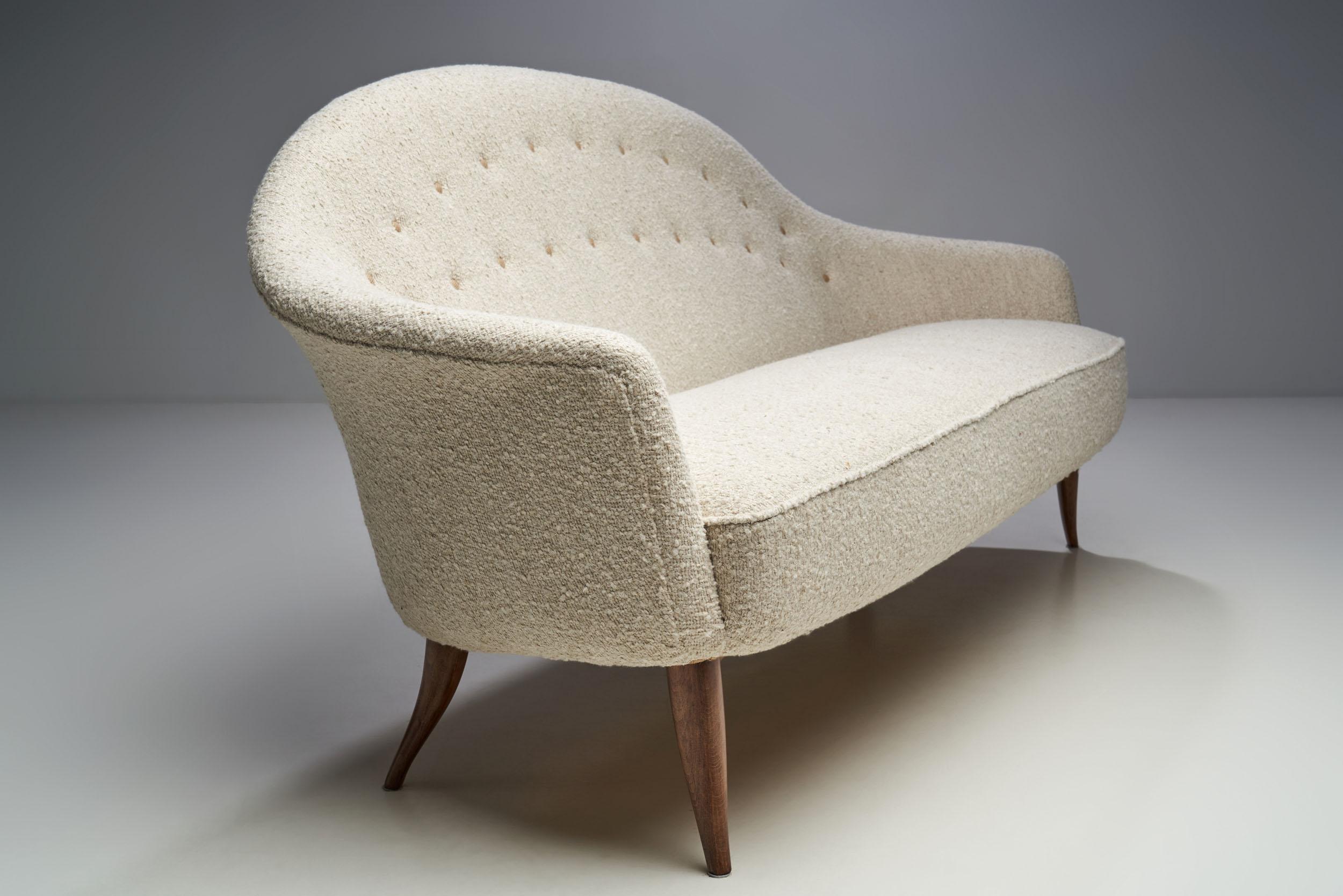 Bouclé “Paradise” Sofa by Kerstin Hörlin-Holmquist, Sweden, 1958 For Sale
