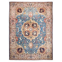 Paradise Tabriz Rug with Pink & Blue & More Rug, circa 1920