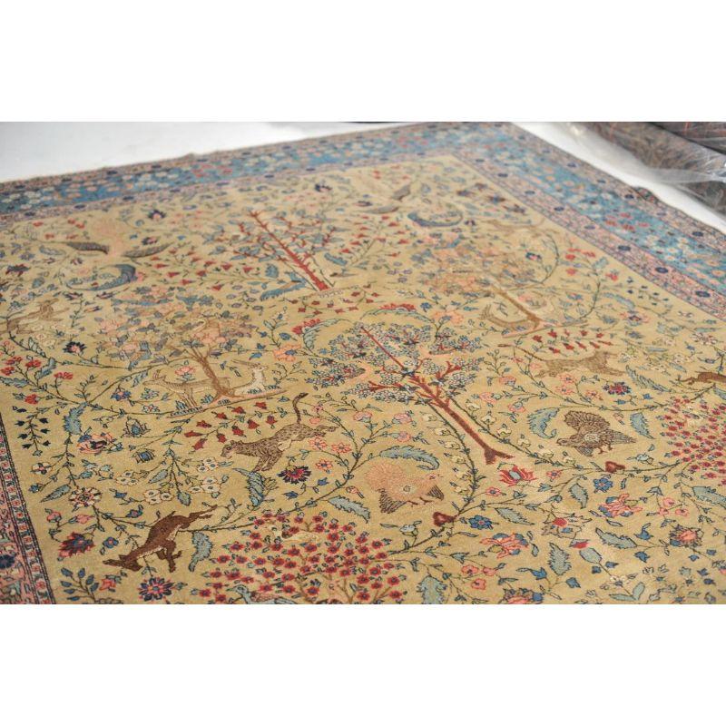 Paradise Tree of Life Tabriz Rug with Phoenix & Leopards, circa 1920's For Sale 5