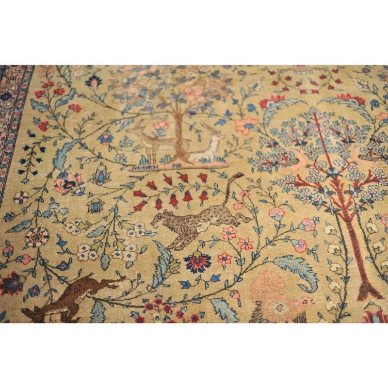 Paradise Tree of Life Tabriz Rug with Phoenix & Leopards, circa 1920's For Sale 9