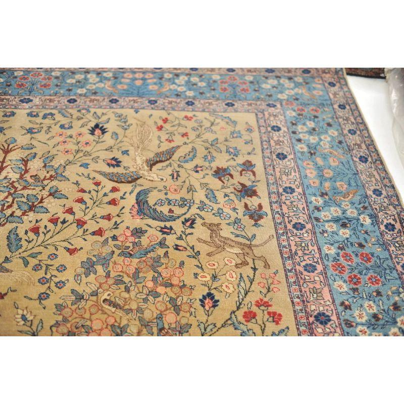 Paradise Tree of Life Tabriz Rug with Phoenix & Leopards, circa 1920's For Sale 12