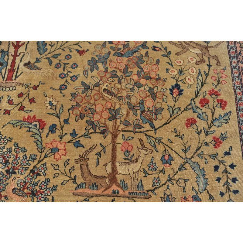 Paradise Tree of Life Tabriz Rug with Phoenix & Leopards, circa 1920's For Sale 14