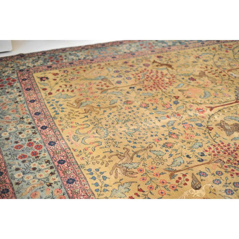 20th Century Paradise Tree of Life Tabriz Rug with Phoenix & Leopards, circa 1920's For Sale