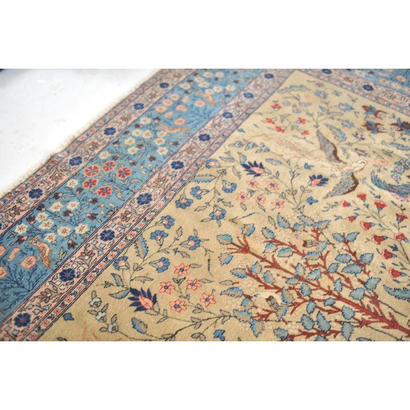Wool Paradise Tree of Life Tabriz Rug with Phoenix & Leopards, circa 1920's For Sale