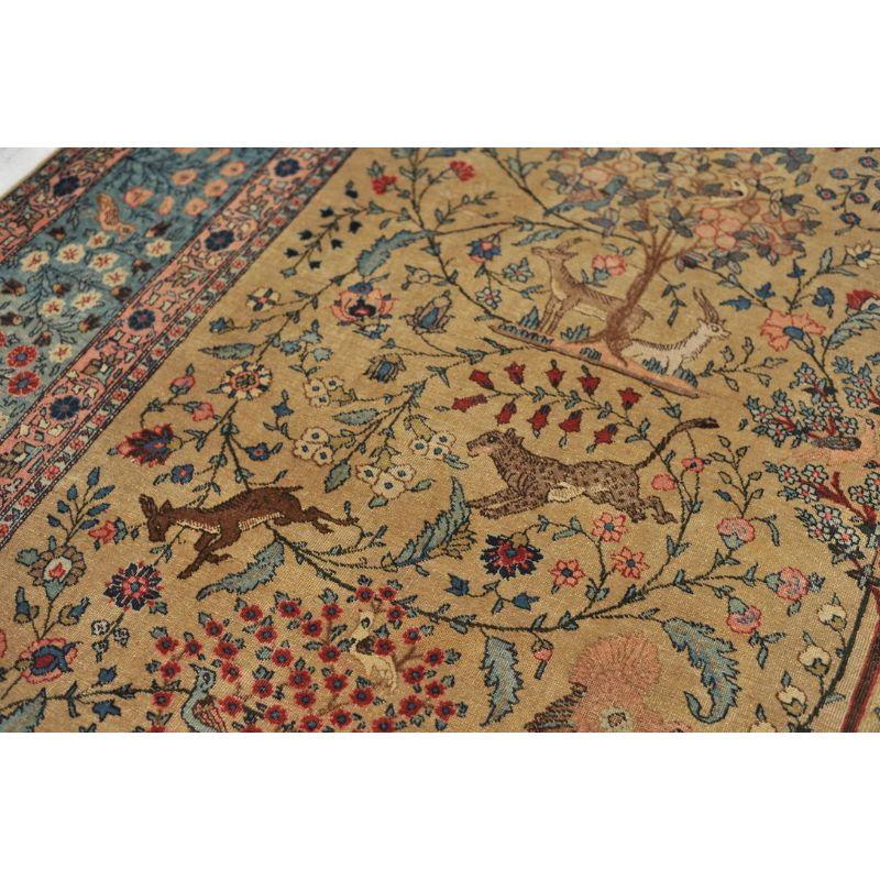 Paradise Tree of Life Tabriz Rug with Phoenix & Leopards, circa 1920's For Sale 2