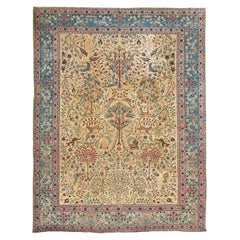 Paradise Tree of Life Tabriz Rug with Phoenix & Leopards, circa 1920's