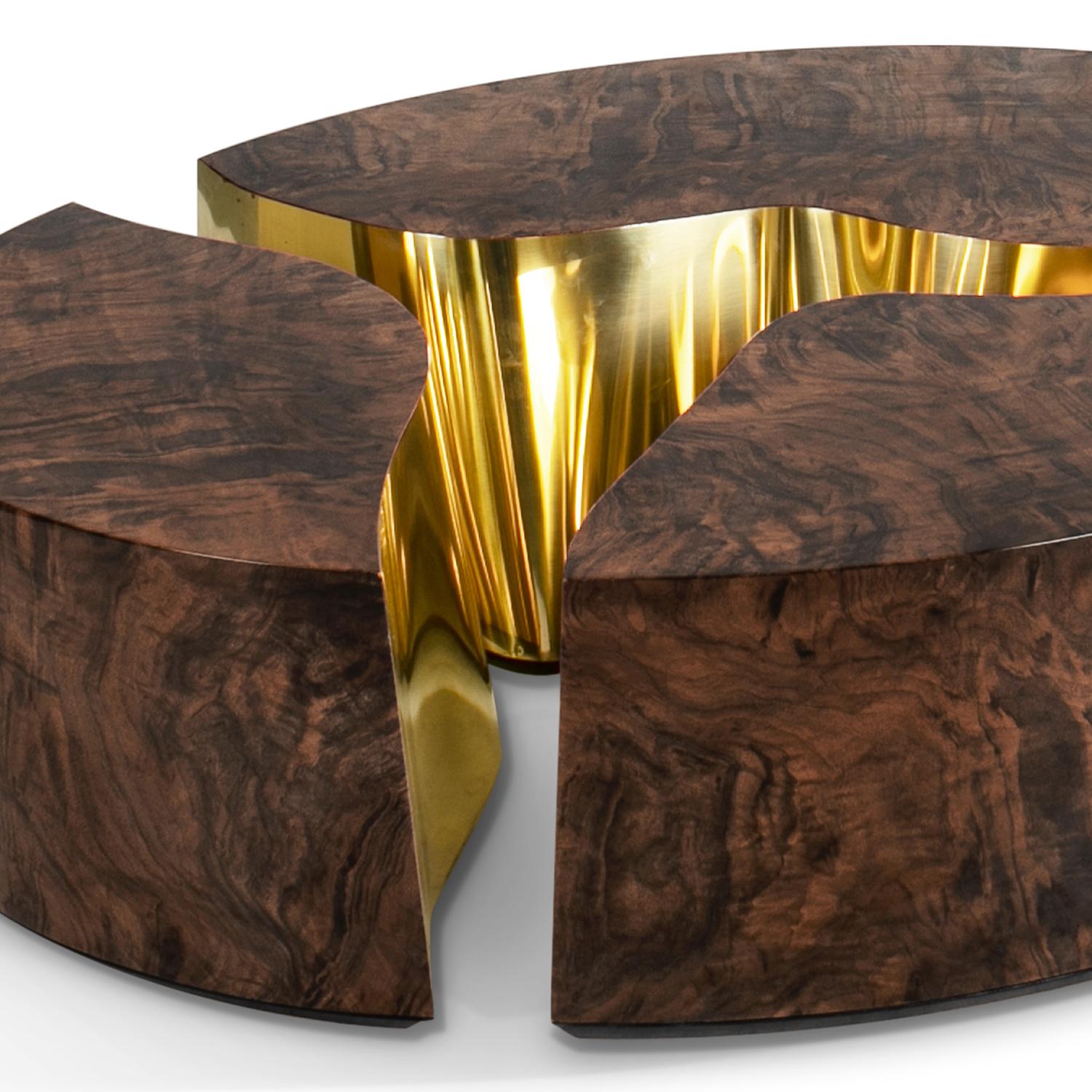 Laiton Table basse ovale en noyer Paradise en vente