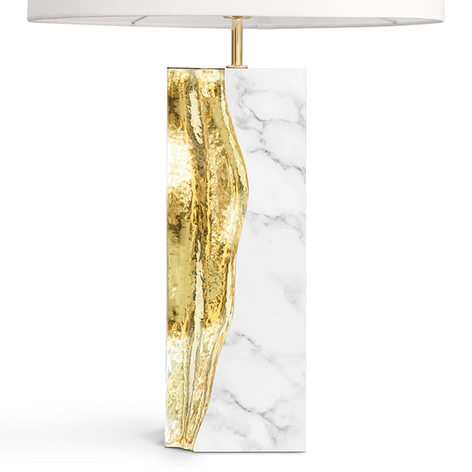Polished Paradise White Marble Table Lamp For Sale