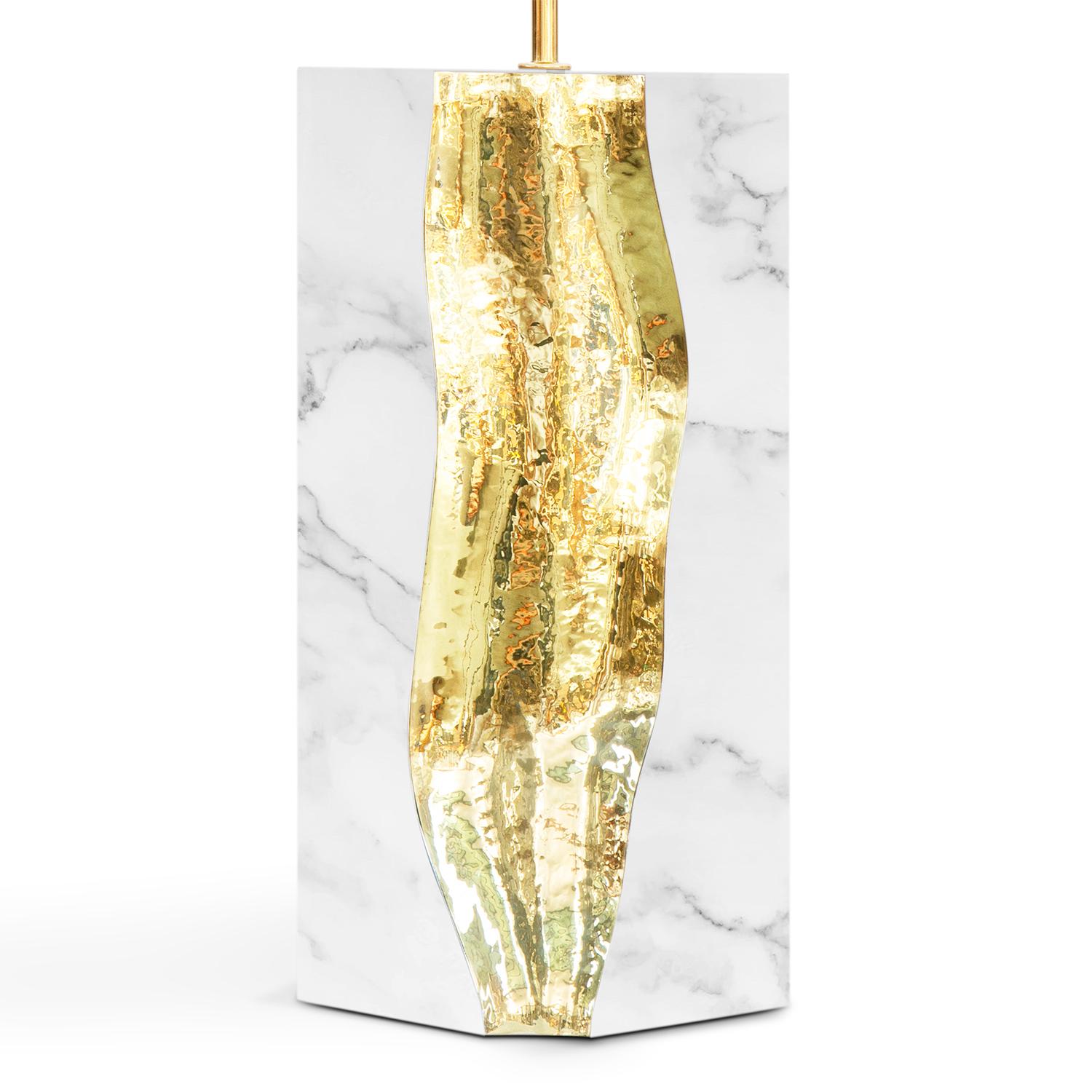 Brass Paradise White Marble Table Lamp For Sale