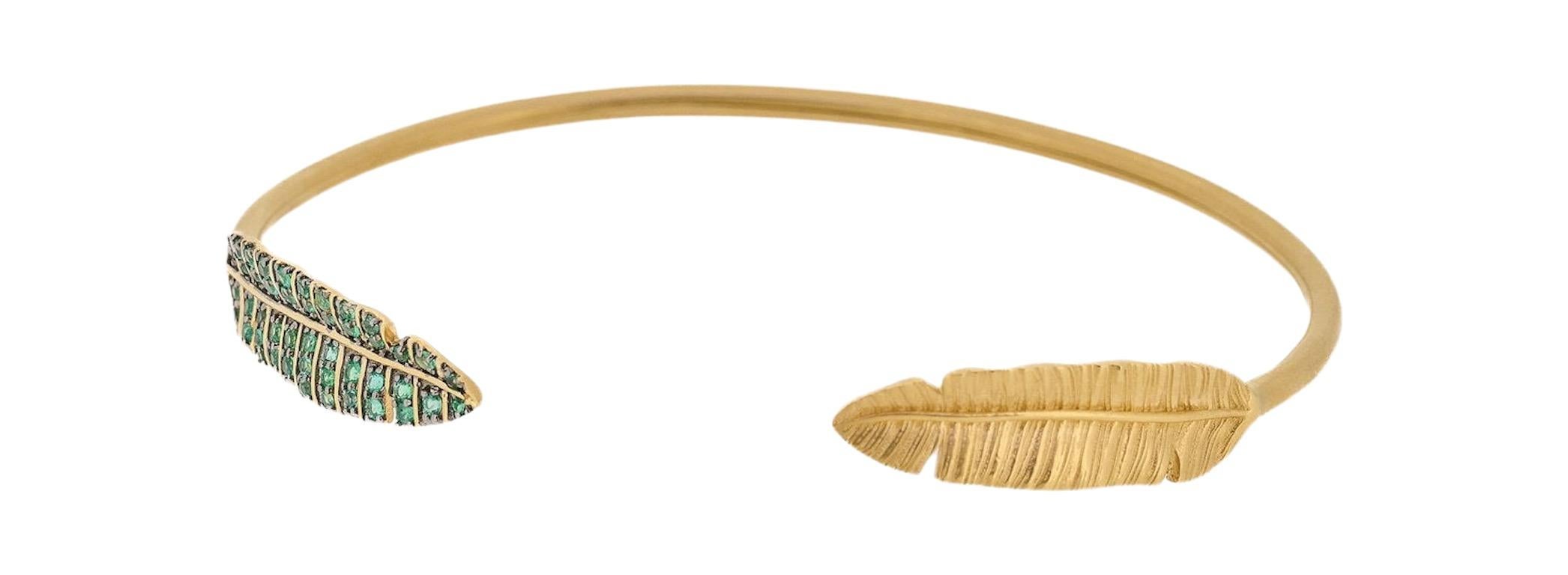Taglio rotondo Paradisica Double Leaf Bangle in vendita