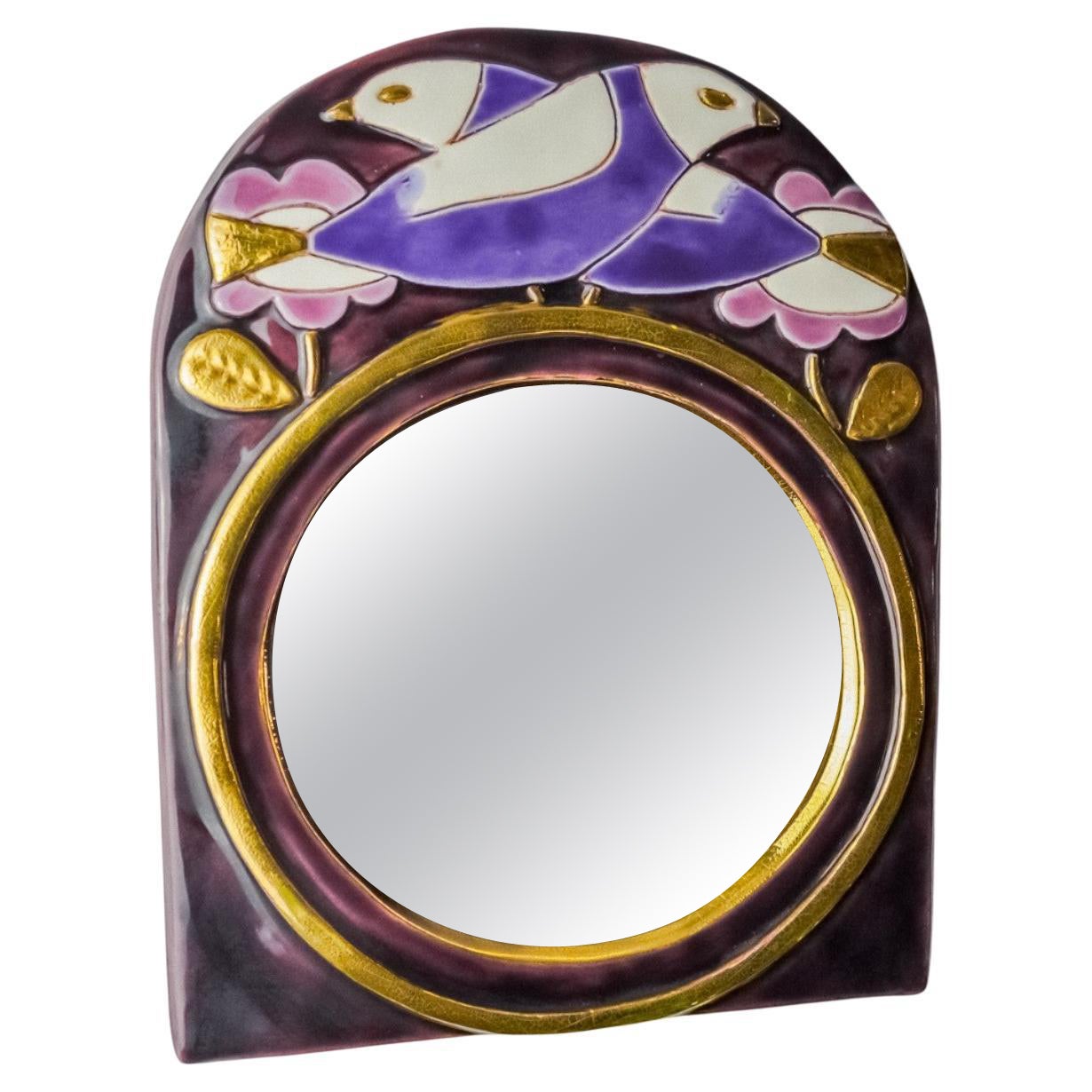 Paradisiers mirror by Mithé Espelt, ceramic, France, 1970
