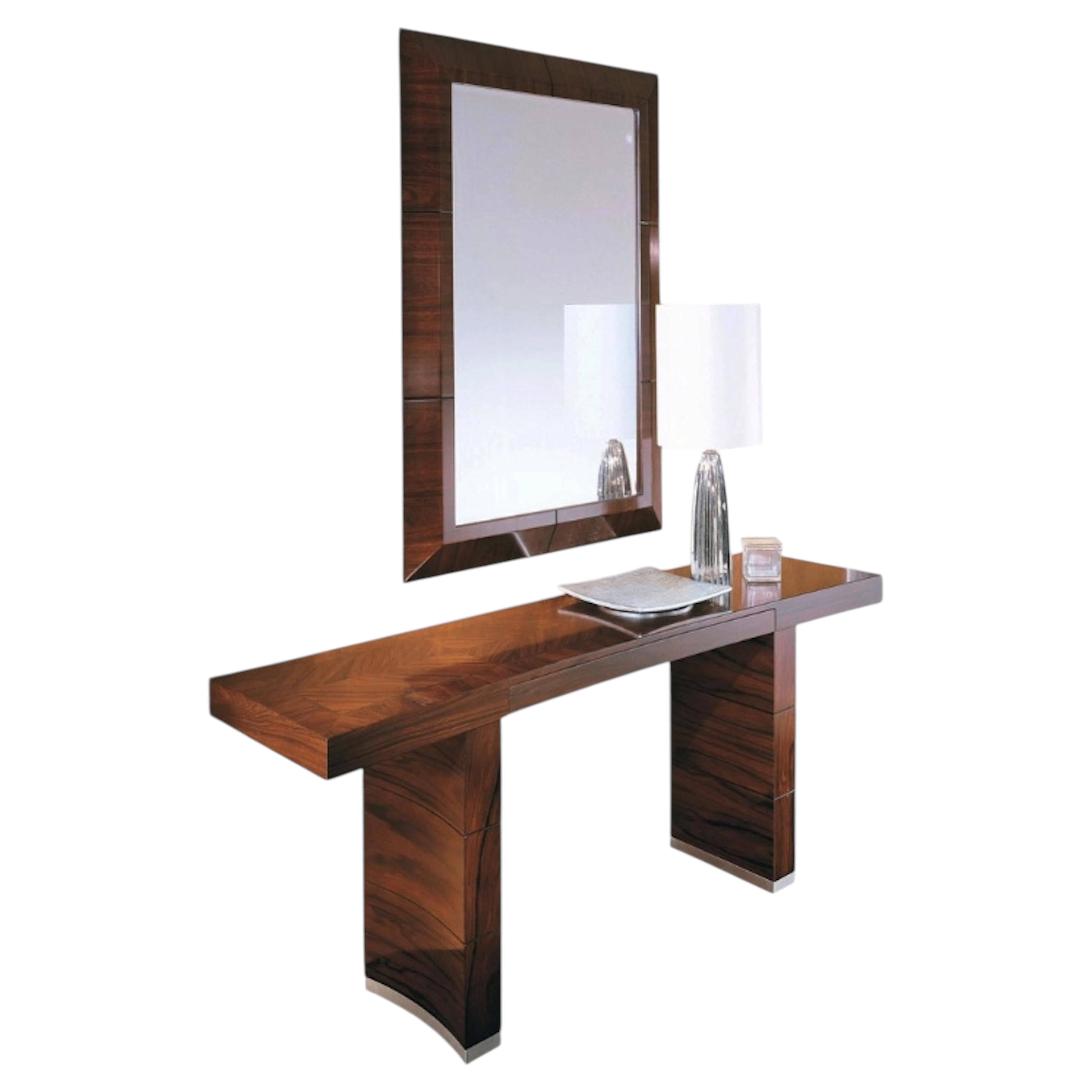 Paradiso Italian Art Deco Console in Brazilian Rosewood and Walnut For Sale