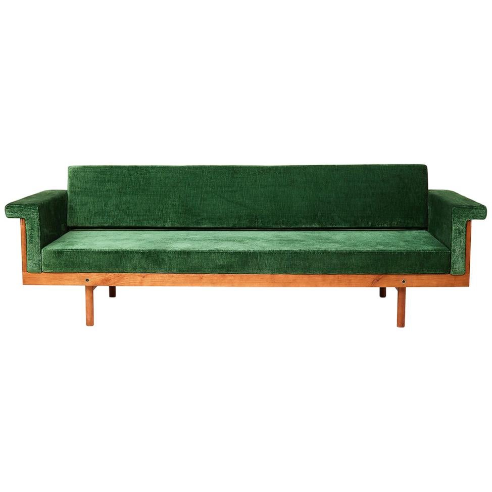Paradisoterrestre Naeko Sofa in Green with Wood Frame by Kazuhide
