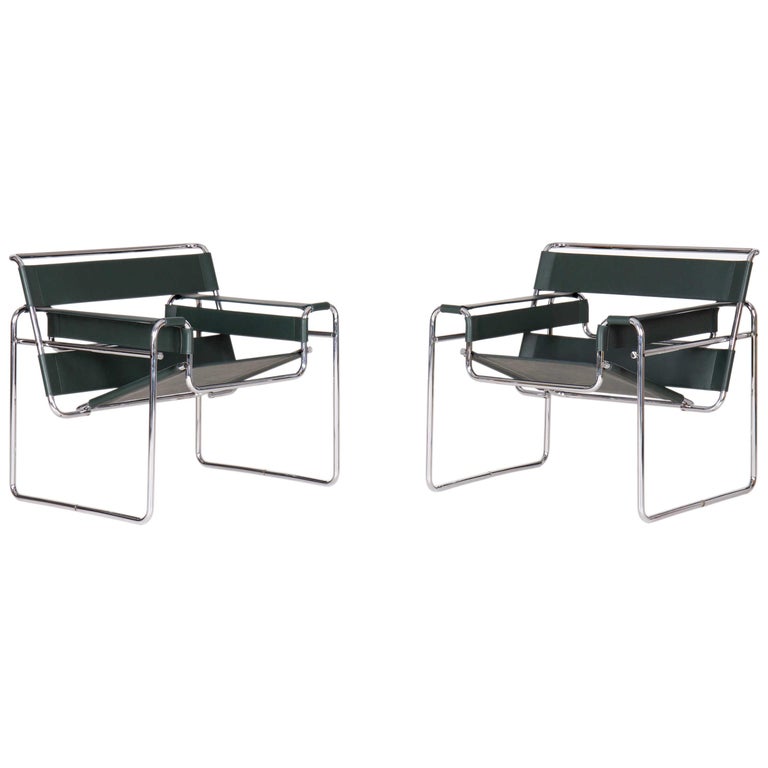 Pair of Wassily Chairs by Marcel Breuer for Gavina For Sale