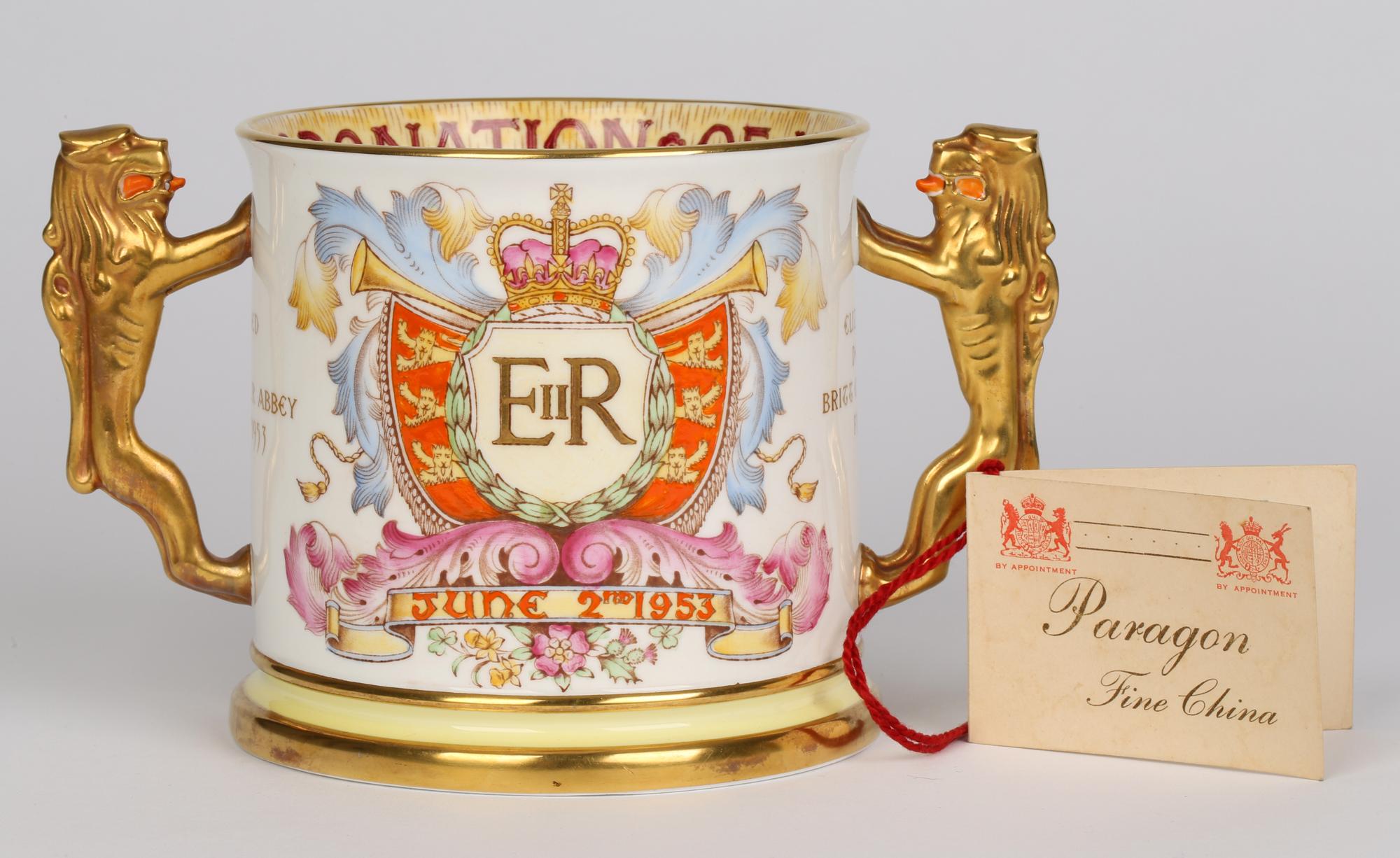 Paragon Ltd Edn Porcelain Tyg Commemorating Coronation of Queen Elizabeth II 195 2