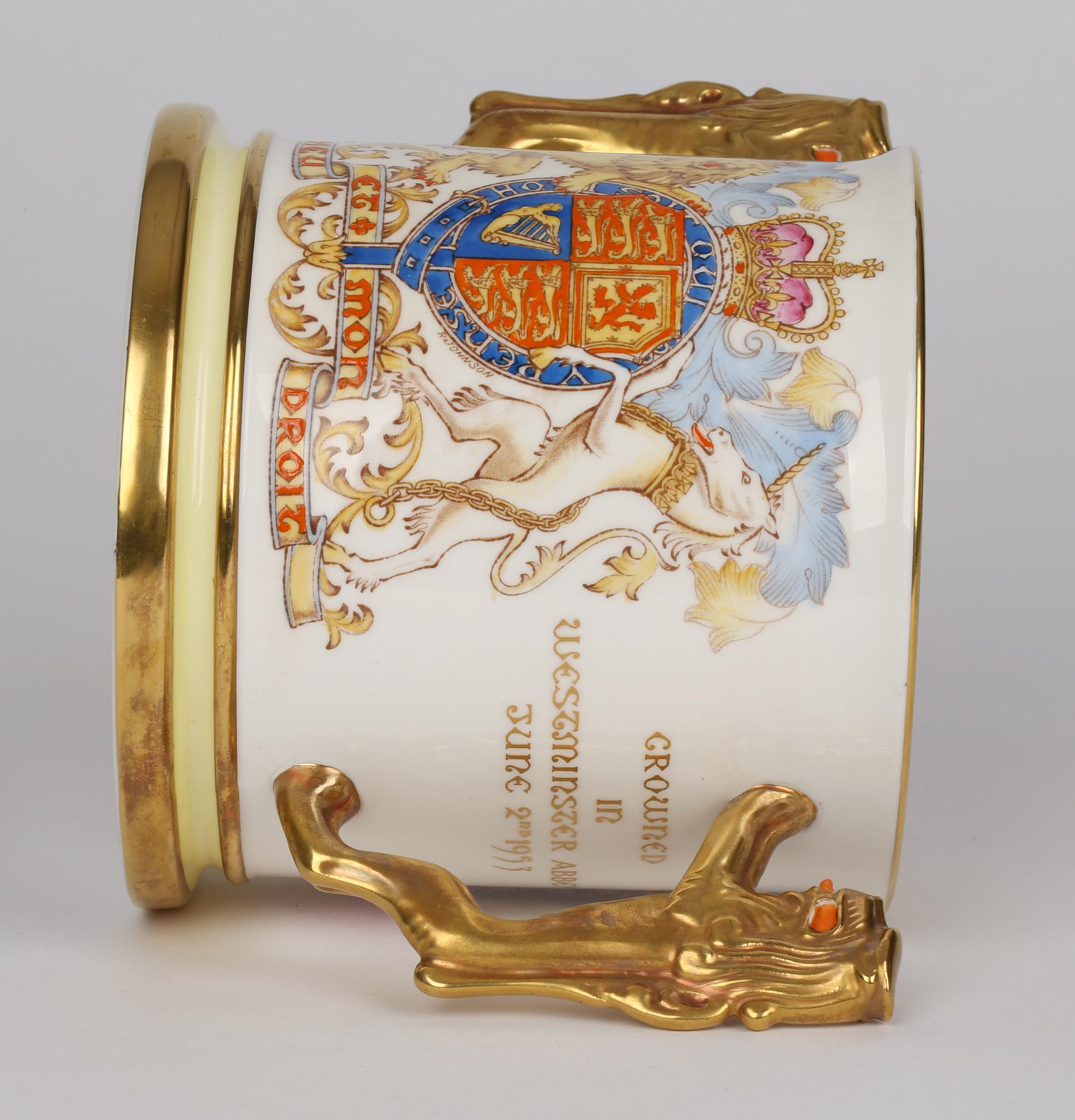 English Paragon Ltd Edn Porcelain Tyg Commemorating Coronation of Queen Elizabeth II 195