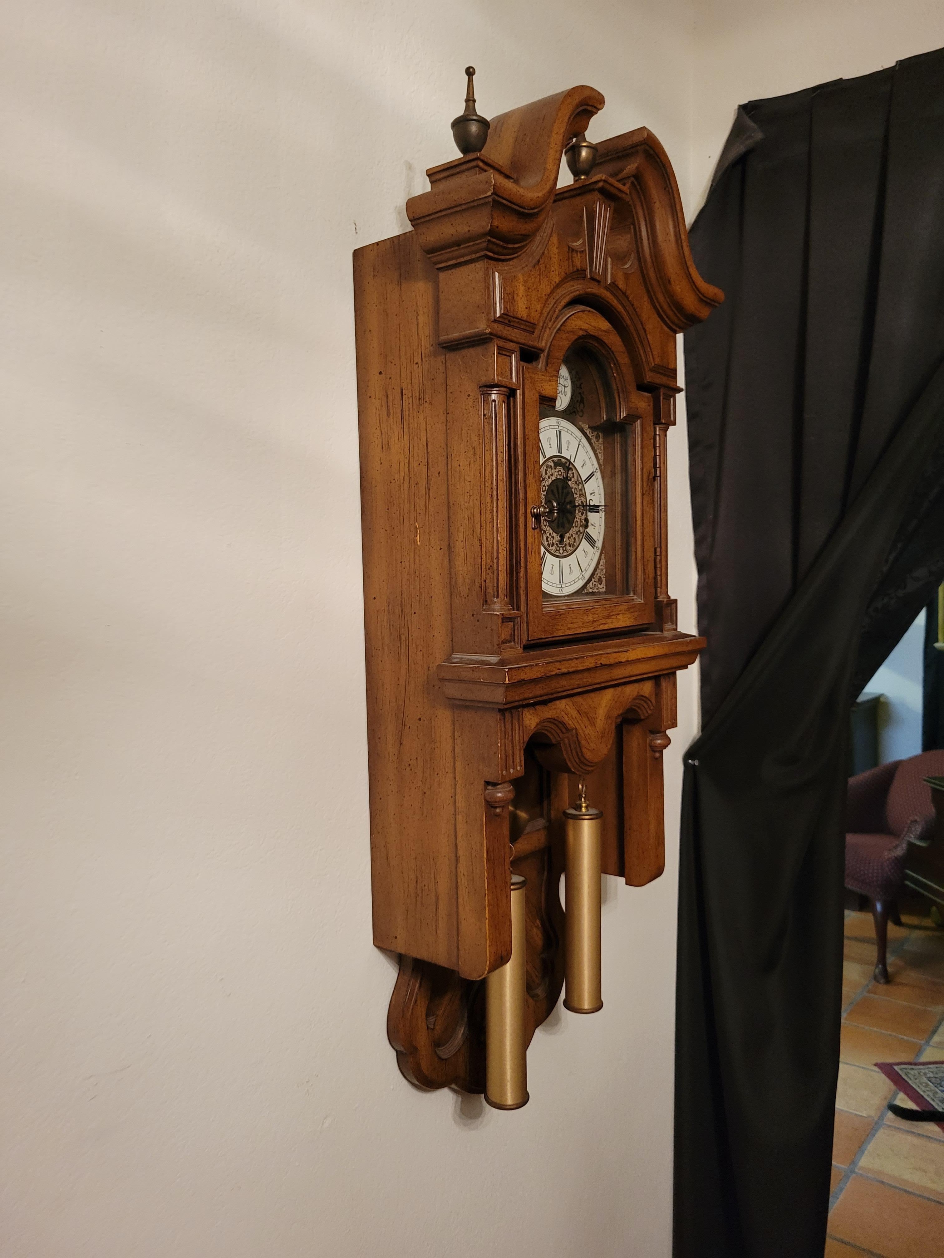 Paragon Vintage Wall Clock with Westminster Chime In Good Condition For Sale In Phoenix, AZ