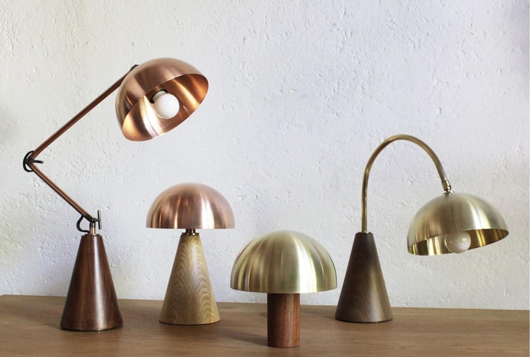 Copper Paraguas Table Lamp by Maria Beckmann, Represented by Tuleste Factory For Sale