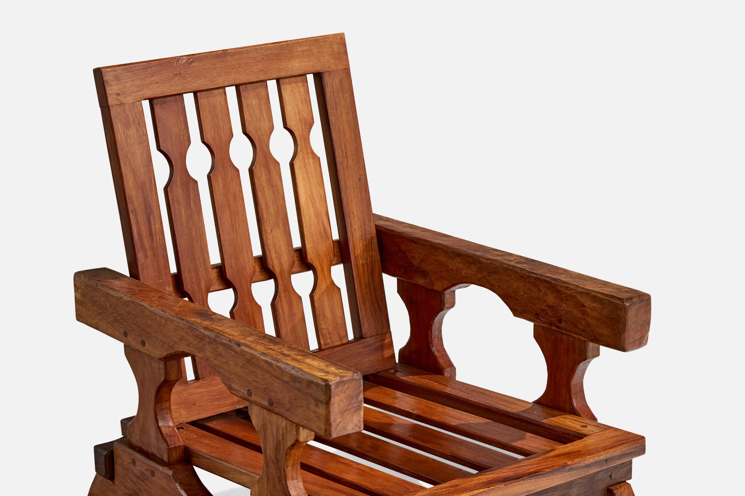Paraguayan Designer, Lounge Chair, Wood, Paraguay, 1970s For Sale 5
