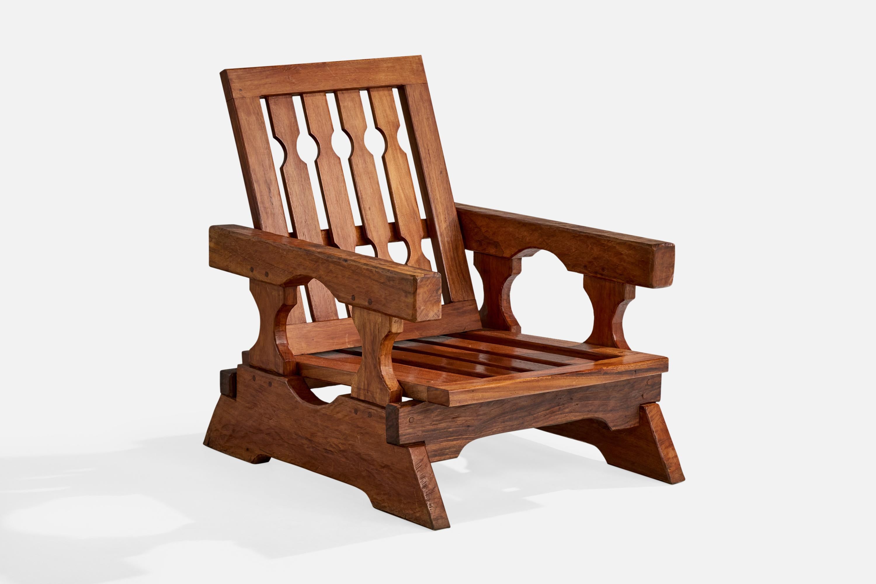 Mid-Century Modern Paraguayan Designer, Lounge Chair, Wood, Paraguay, 1970s For Sale