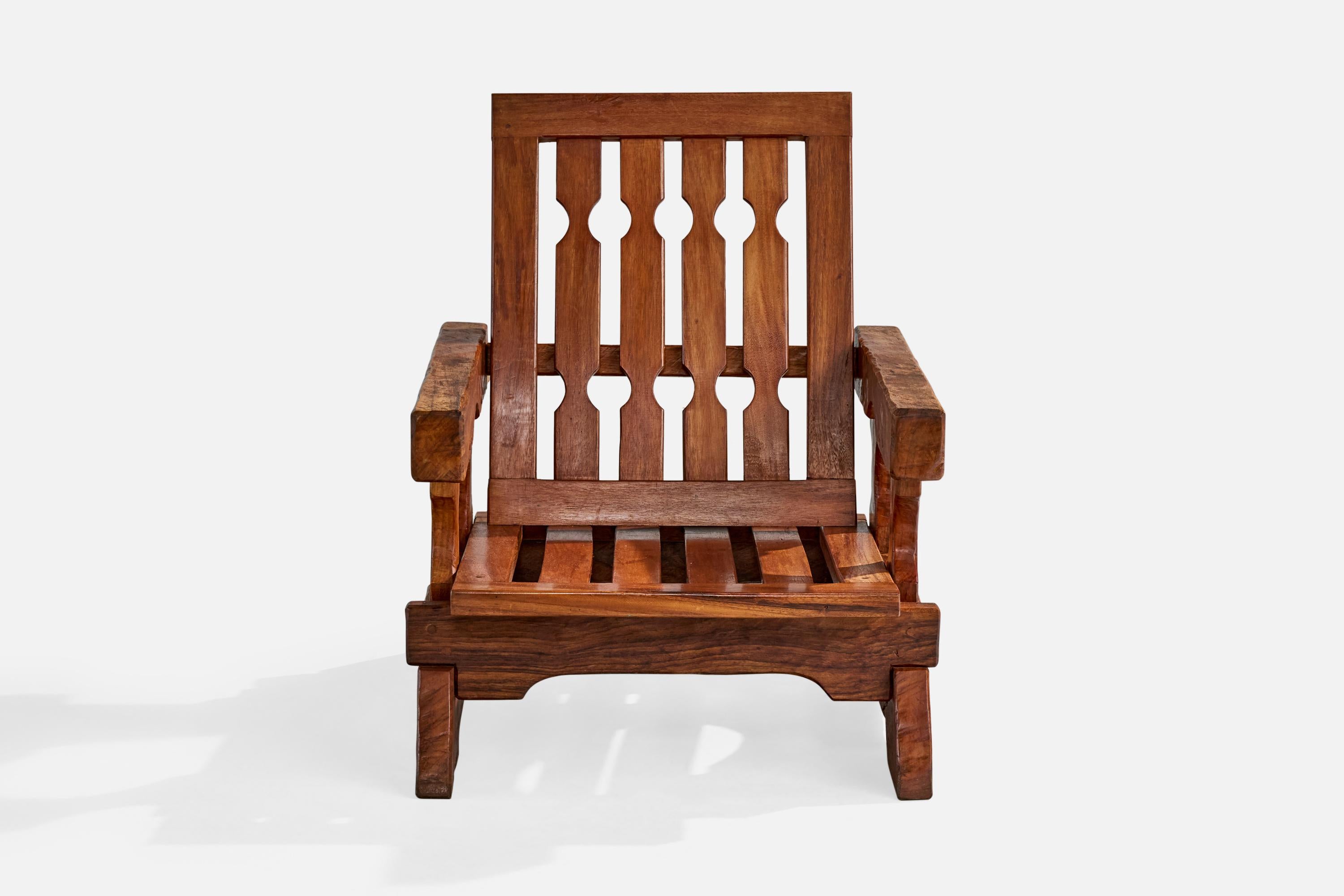 Paraguayan Designer, Lounge Chair, Wood, Paraguay, 1970s For Sale 1