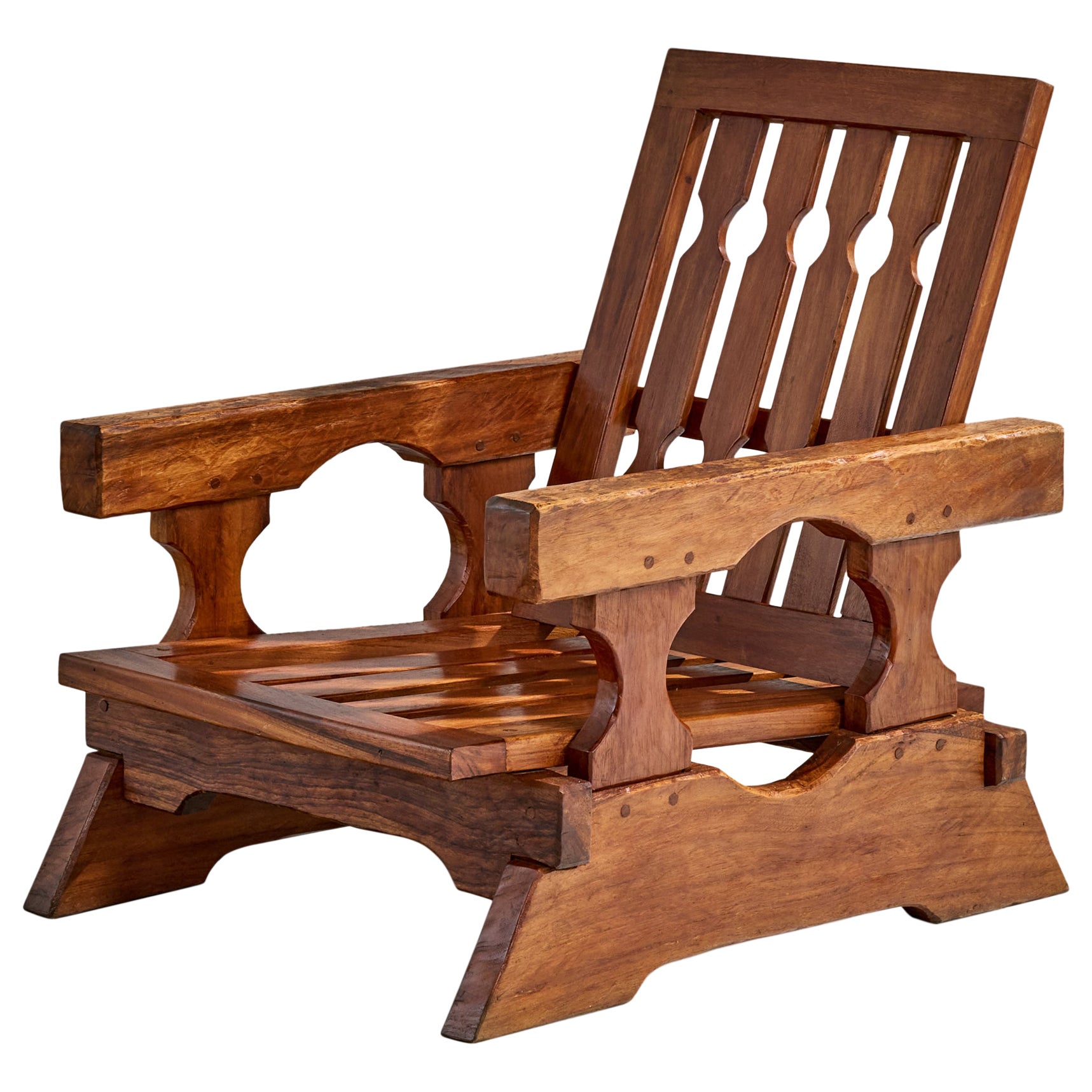 Paraguayan Designer, Lounge Chair, Wood, Paraguay, 1970s