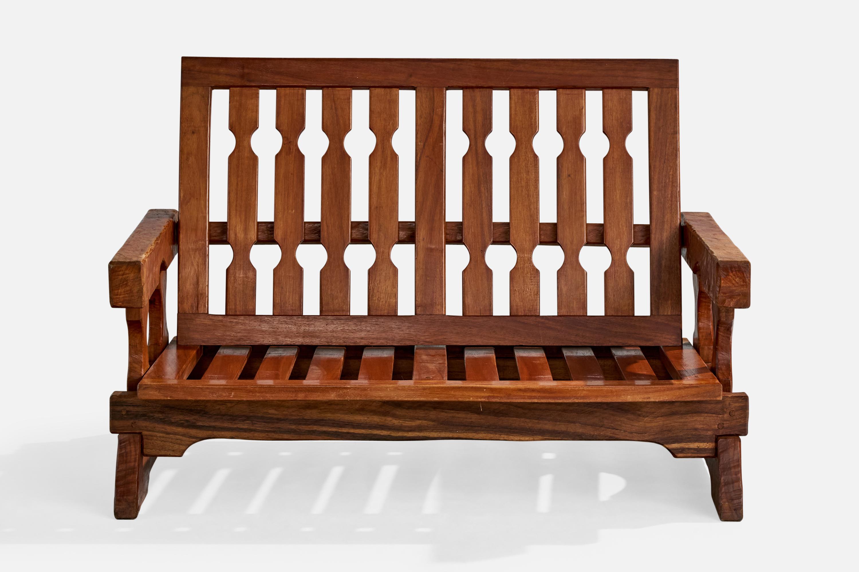 Mid-Century Modern Paraguayan Designer, Sofa, Wood, Paraguay, 1970s For Sale
