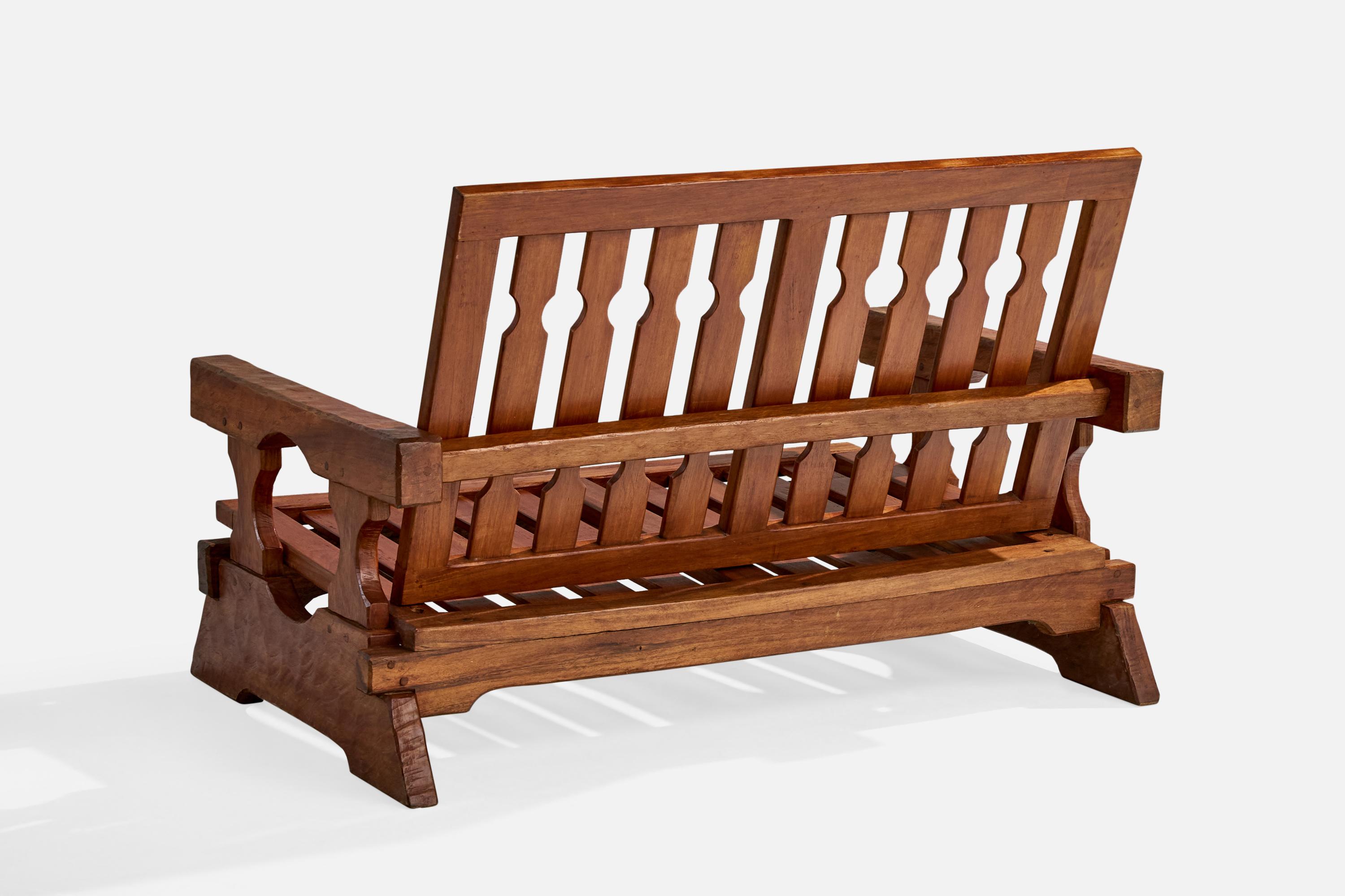 Paraguayan Designer, Sofa, Wood, Paraguay, 1970s In Good Condition For Sale In High Point, NC
