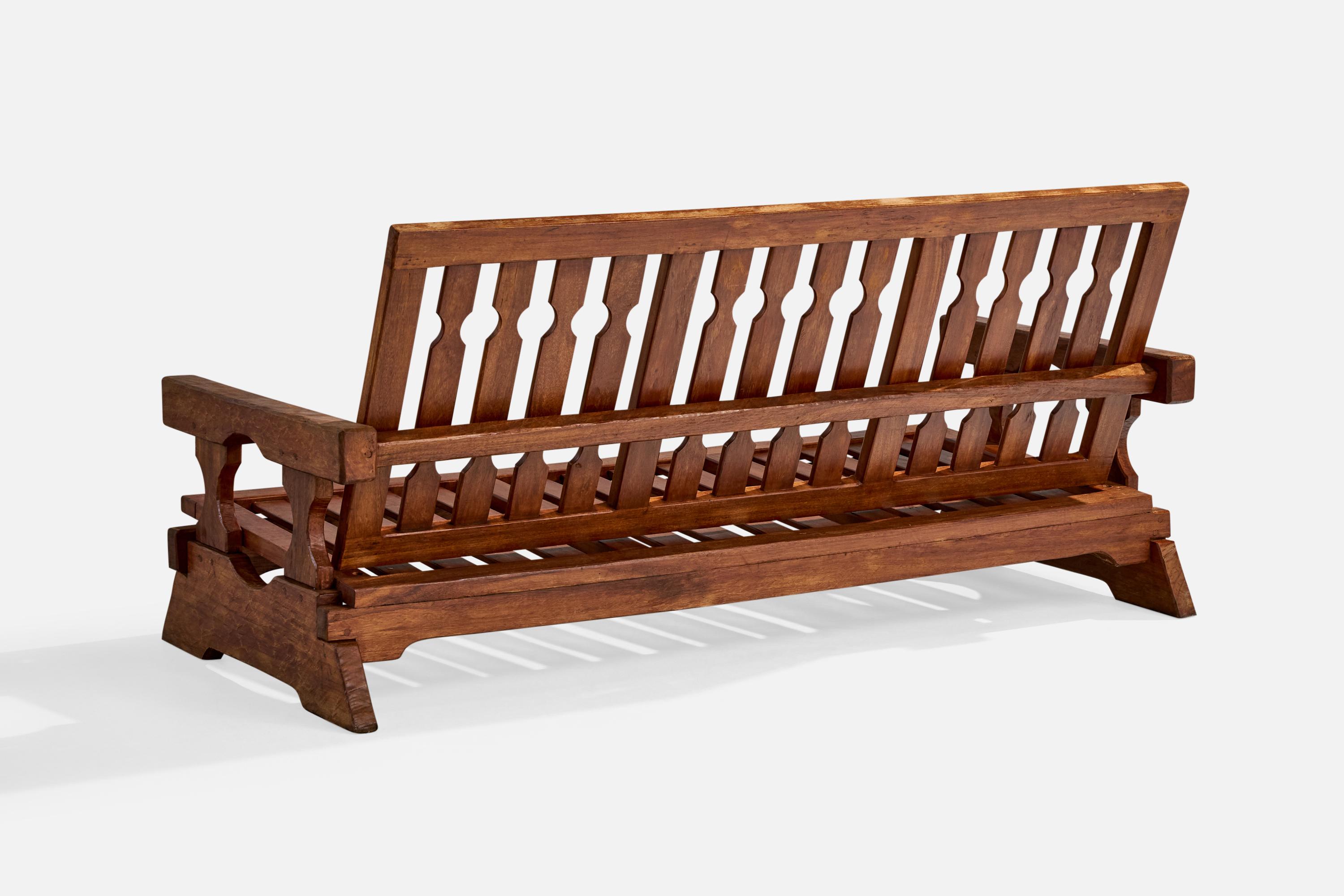 Paraguayan Designer, Sofa, Wood, Paraguay, 1970s In Good Condition For Sale In High Point, NC