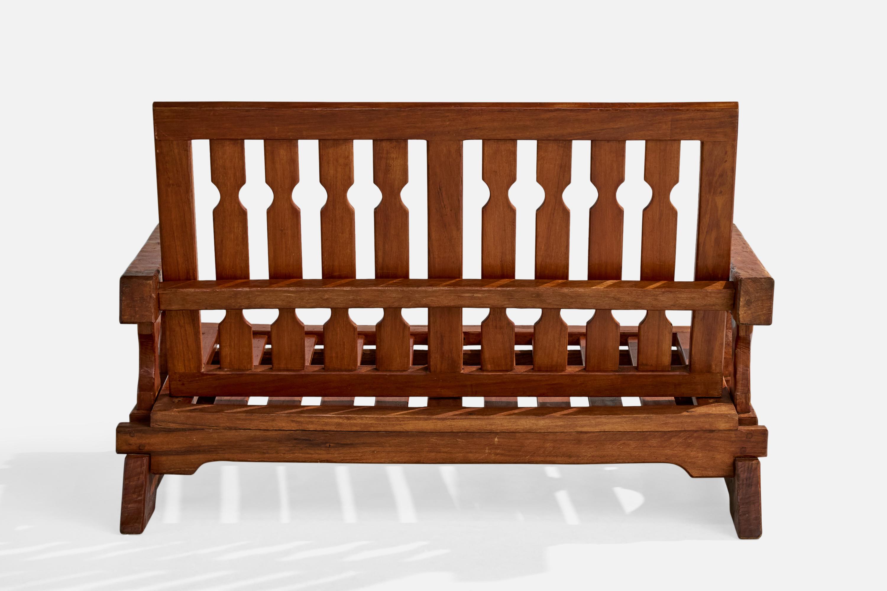 Late 20th Century Paraguayan Designer, Sofa, Wood, Paraguay, 1970s For Sale