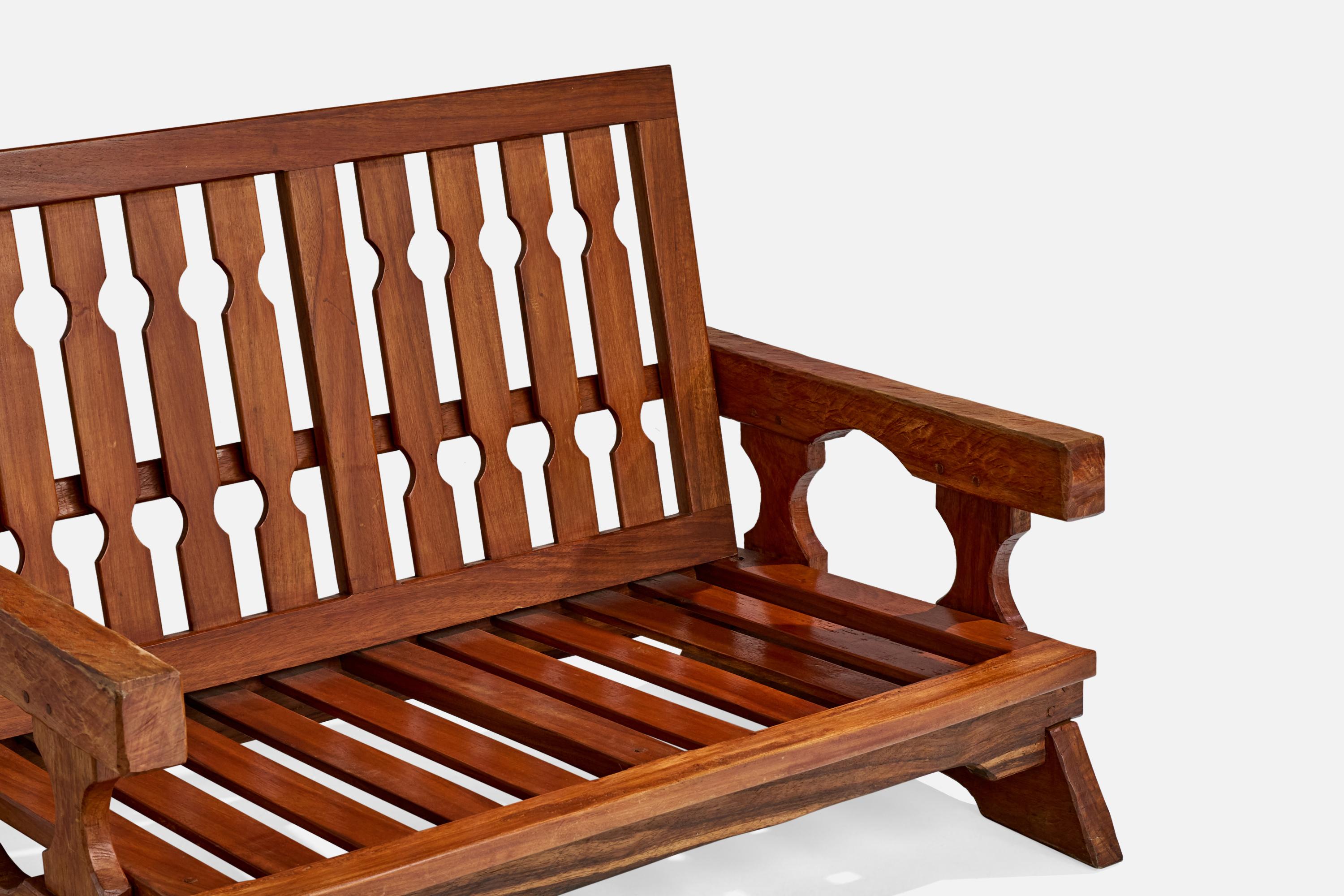 Paraguayan Designer, Sofa, Wood, Paraguay, 1970s For Sale 3